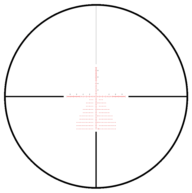 MRAD reticle view through SNIPA WOLF ICE 6-36x56 tactical rifle scope with illuminated markings TUTT