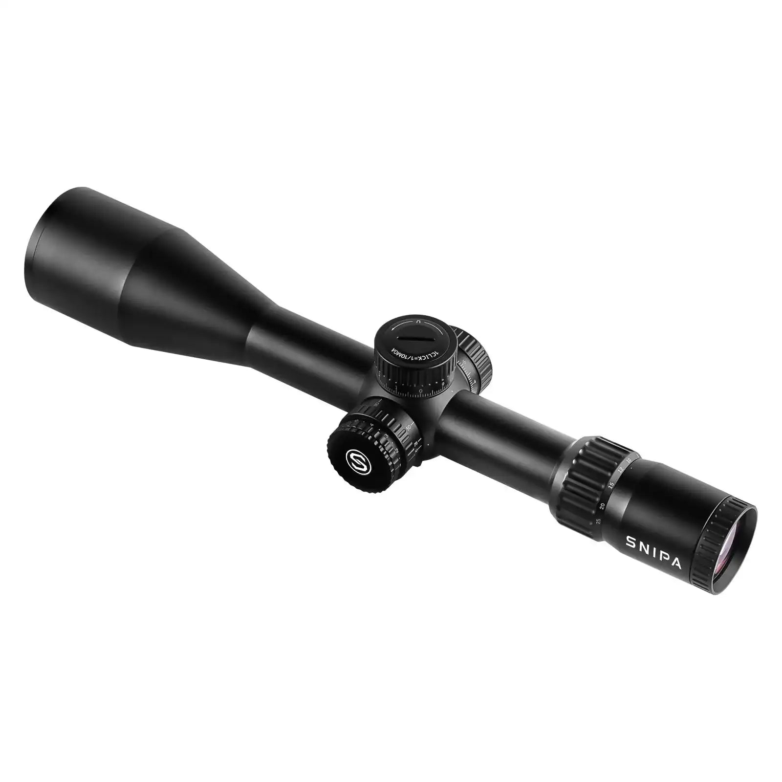 SNIPA Rockies X 5-25x56 FFP rifle scope with tactical dials and black matte finish, TUTT