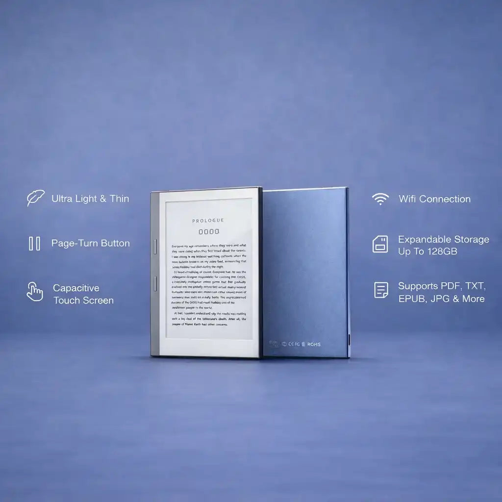 TUTT eReader 5.76” Touchscreen | 32 + 128GB (SD Card) Protective Case | E-ink Ultra Light & Slim E3