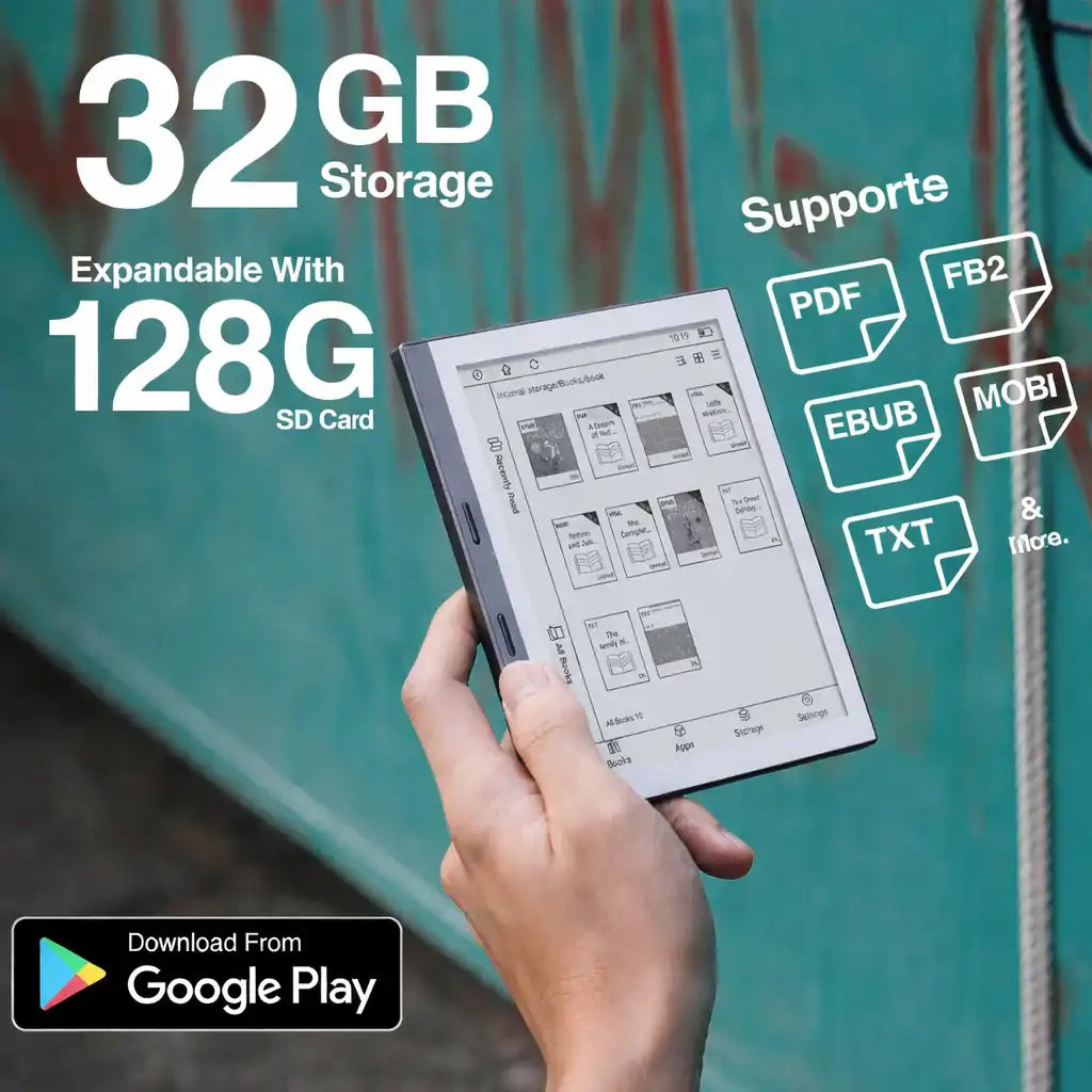 TUTT eReader 5.76” Touchscreen | 32 + 128GB (SD Card) Protective Case | E-ink Ultra Light & Slim E3