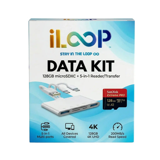 5-in-1 universal card reader adapter bundle with 128GB SanDisk Extreme PRO microSDXC, supports 4K UHD and multi-device data transfer. TUTT