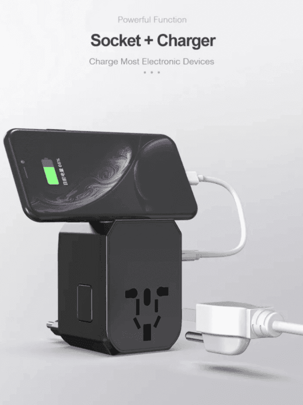 Universal socket and charger with phone charging, outlet adapter, electronic device charging TUTT