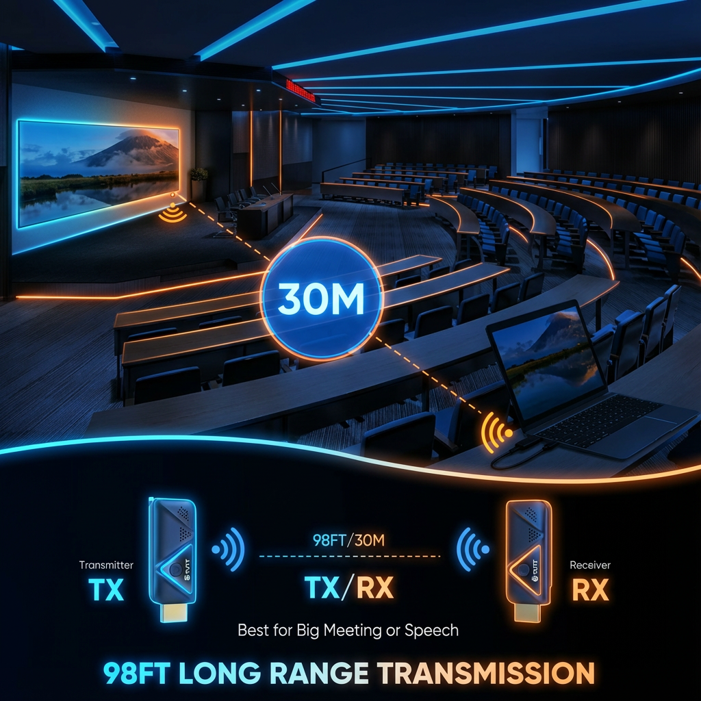 TUTT Wireless HDMI Transmitter & Receiver Kit | 1080p Plug-and-Play Screen Mirroring