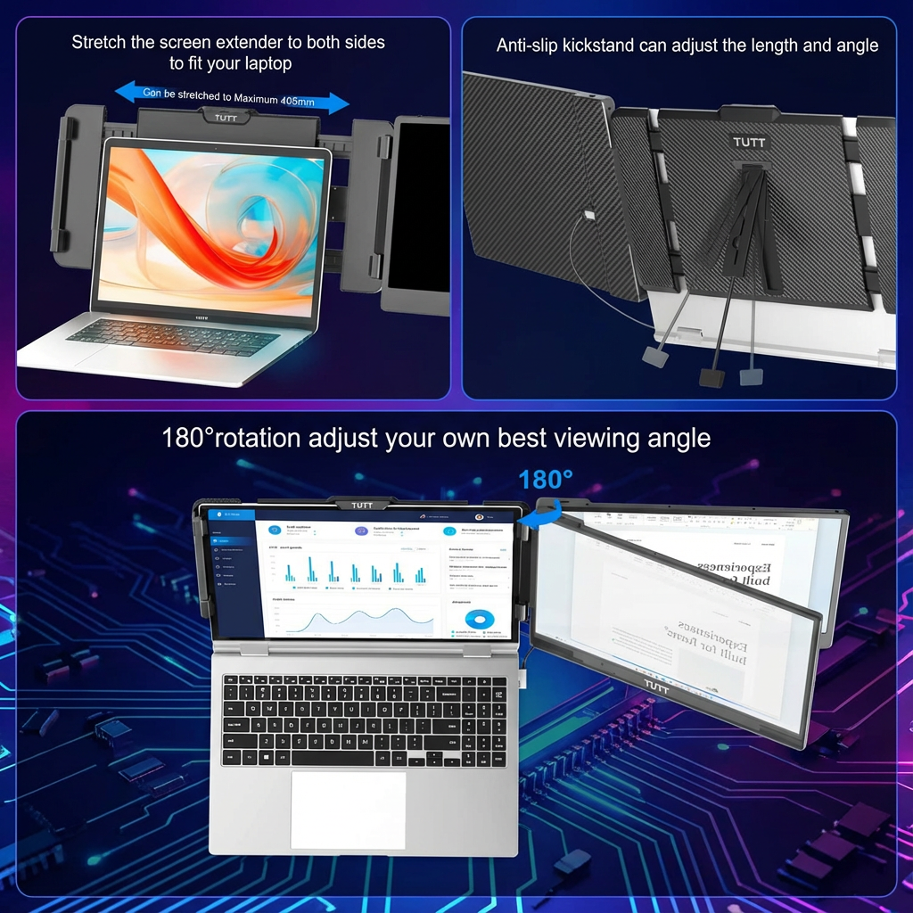 Stretchable Computer Screen TUTT 14 Portable Monitor for Laptop Screen Extender All Devices S1