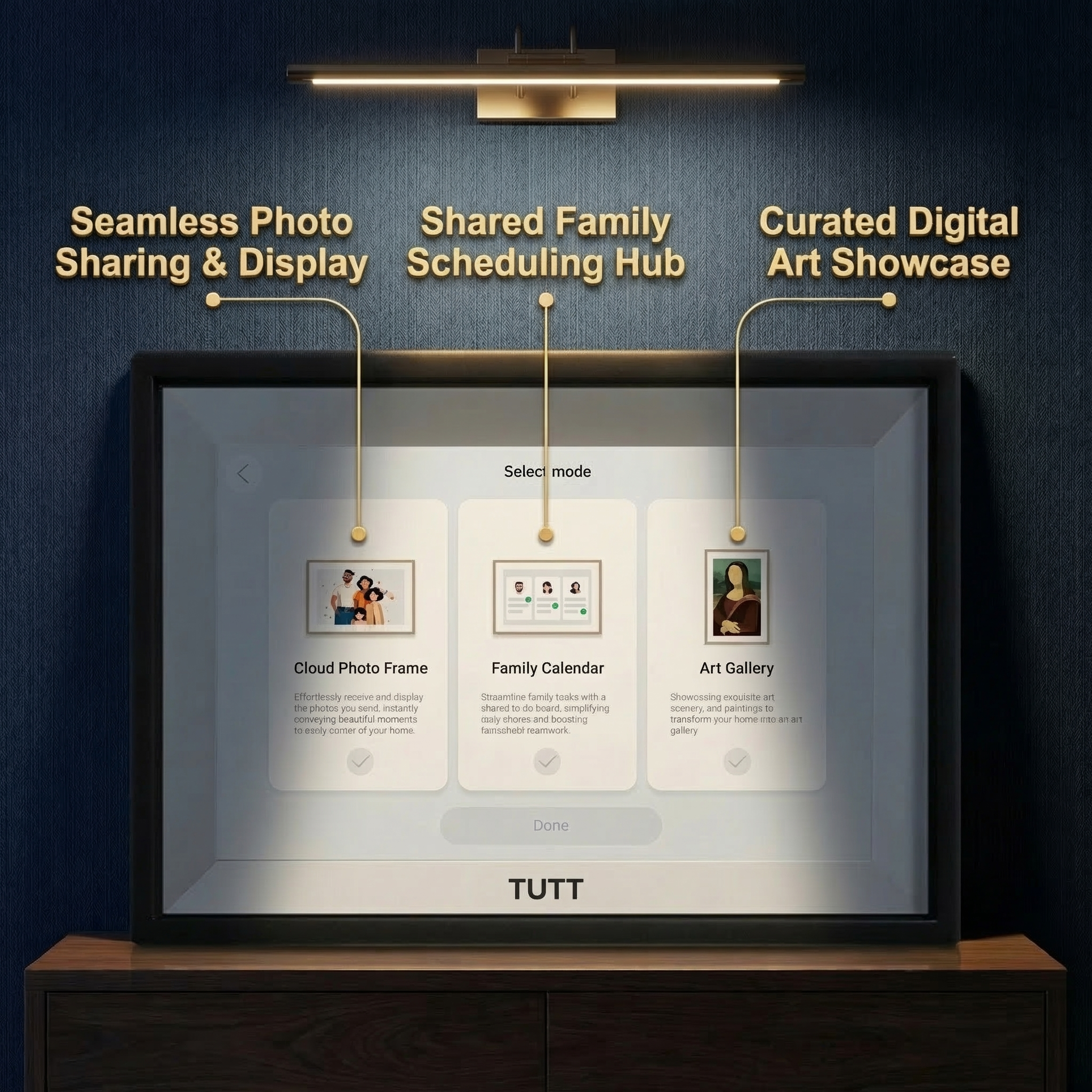 TUTT 21.5” Digital Calendar 32GB | Calendar, Wi-Fi Photo & Video Frame, Art Gallery | Premium Features No Subscription, Touchscreen