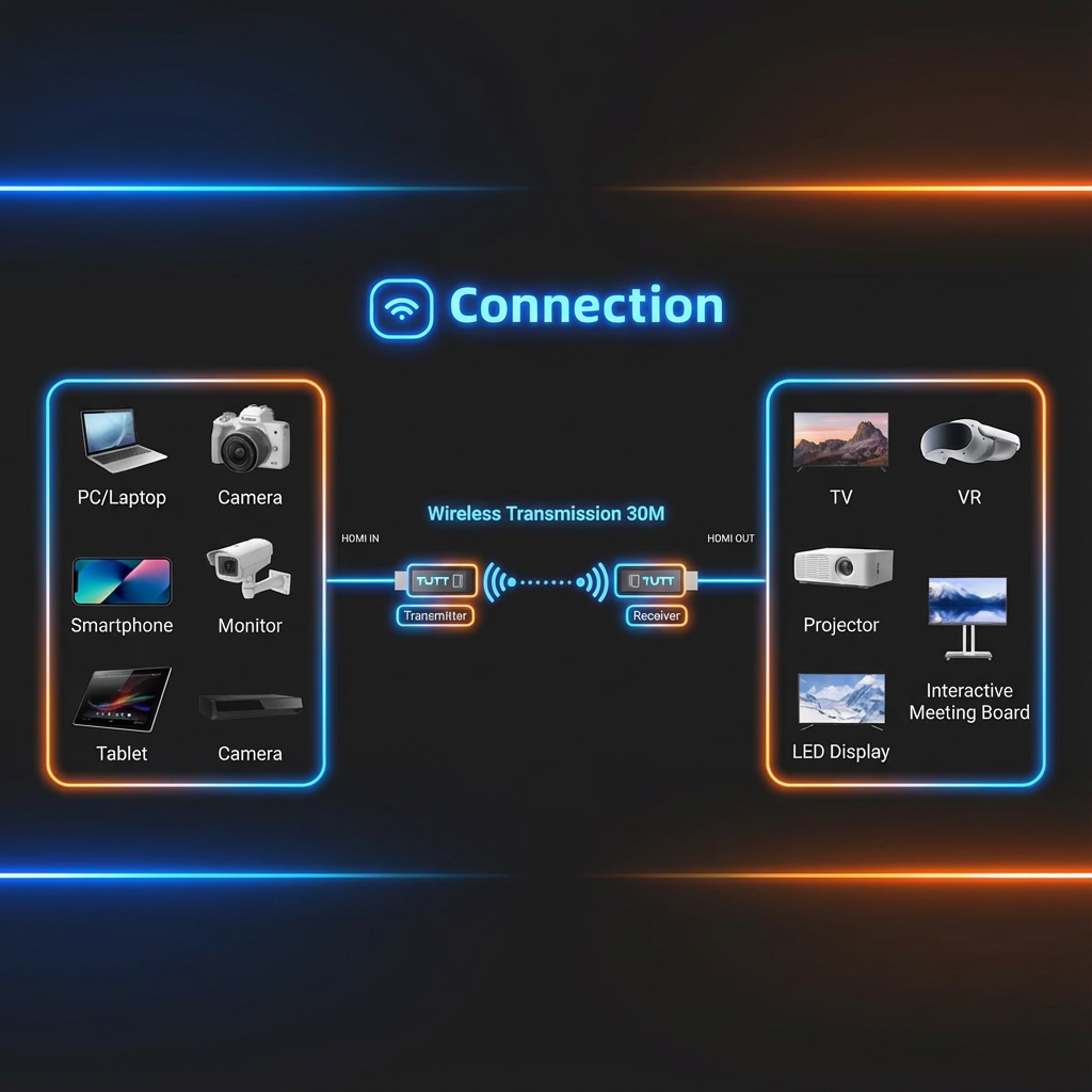 TUTT Wireless HDMI Transmitter & Receiver Kit | 1080p Plug-and-Play Screen Mirroring