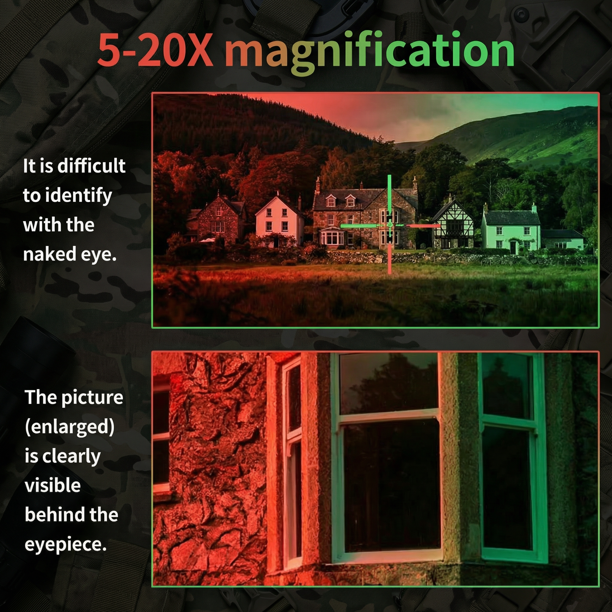 TUTT X7 Digital Night Vision Scope, 5-20X Magnification, 4K Video Recording, IP56 Waterproof, Built-in Electronic Stabilization