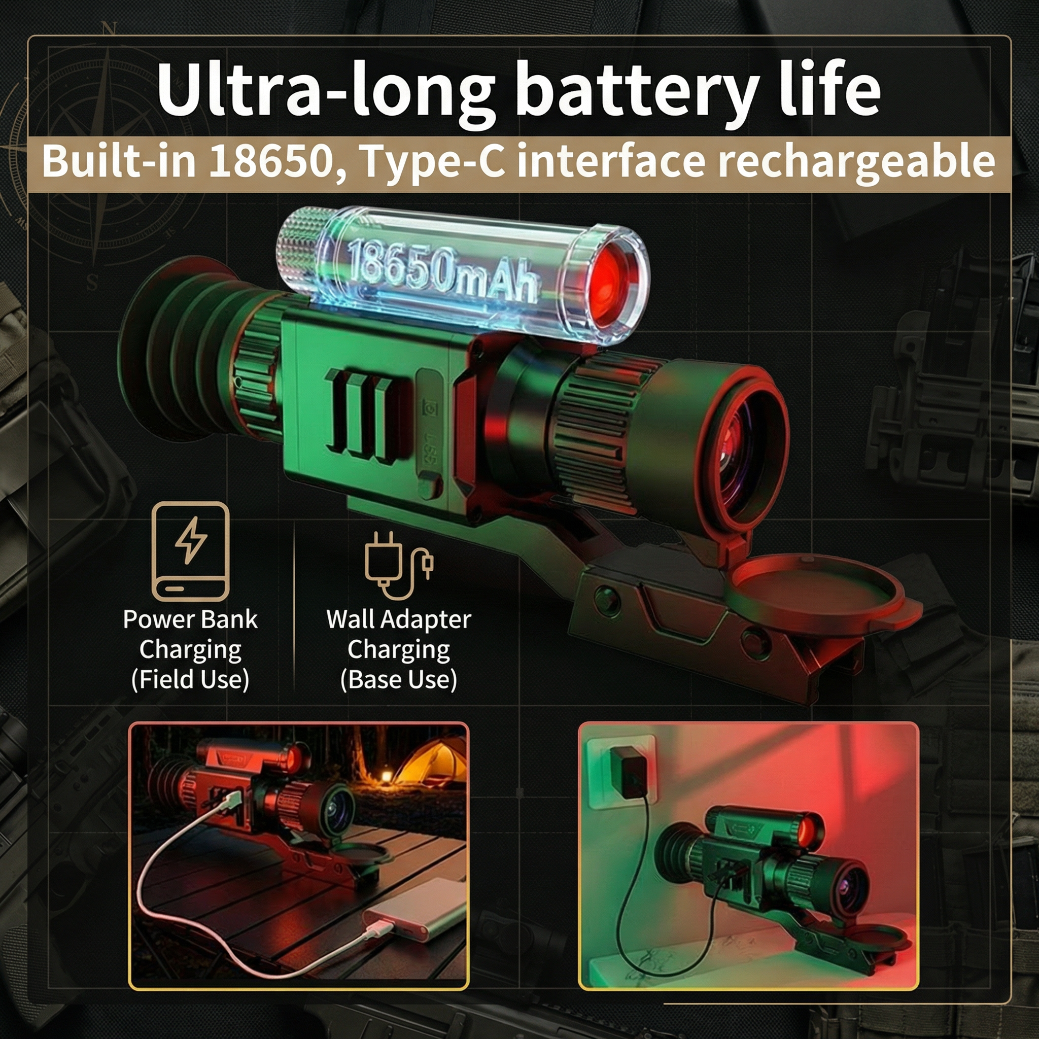 TUTT X7 Digital Night Vision Scope, 5-20X Magnification, 4K Video Recording, IP56 Waterproof, Built-in Electronic Stabilization