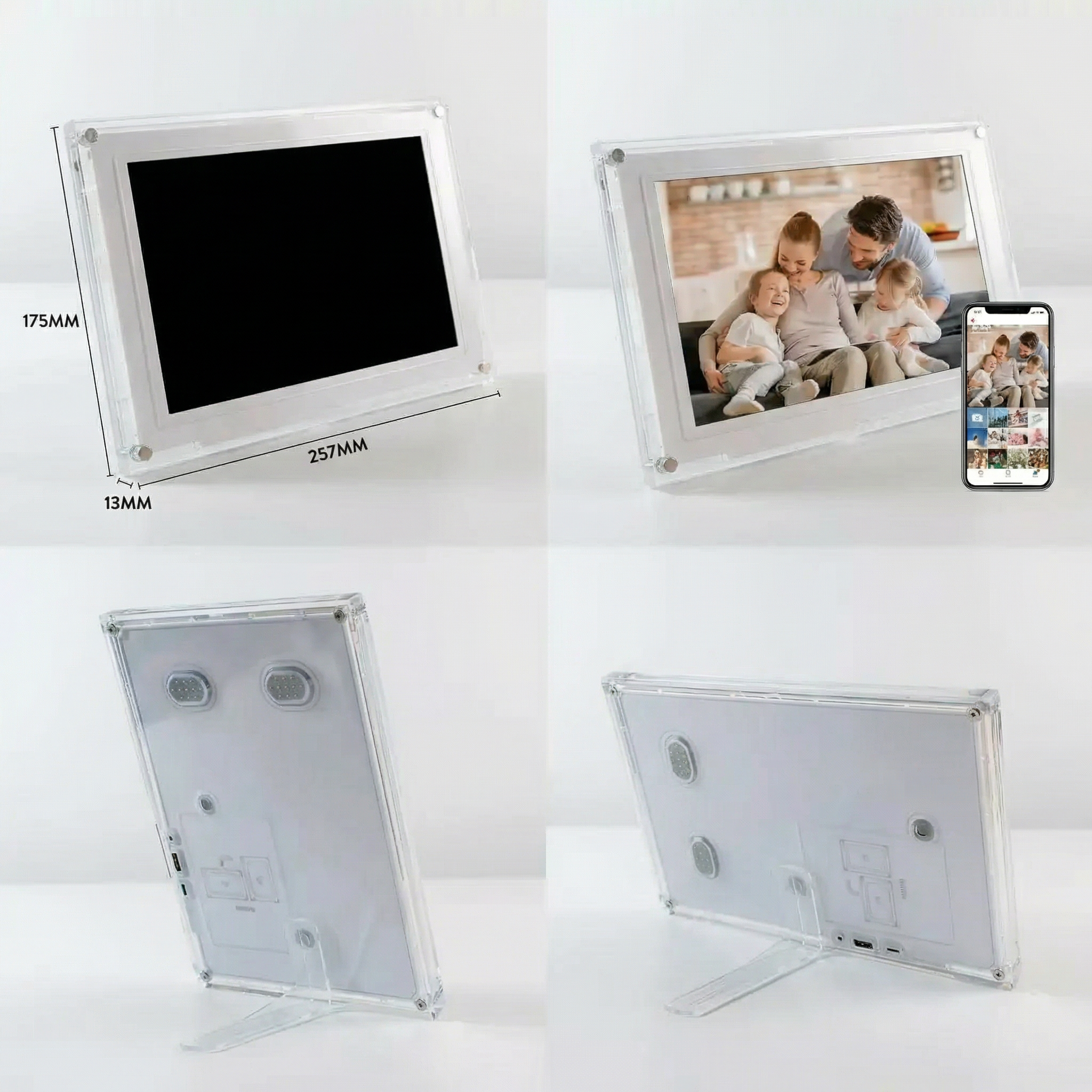TUTT 10.1"  Digital Photo Frame | Acrylic Clear Slim WiFi | IPS Touchscreen | 32GB Built-In Storage | Frameo App