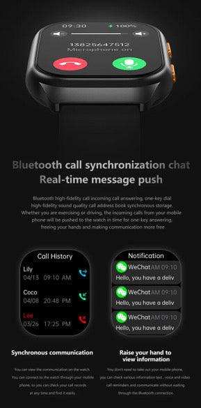 Smartwatch Bluetooth call sync with call history, message push, and notification display TUTT
