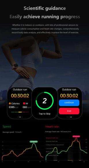 Woman in sportswear checking smartwatch fitness tracker with outdoor run and heart rate stats, TUTT