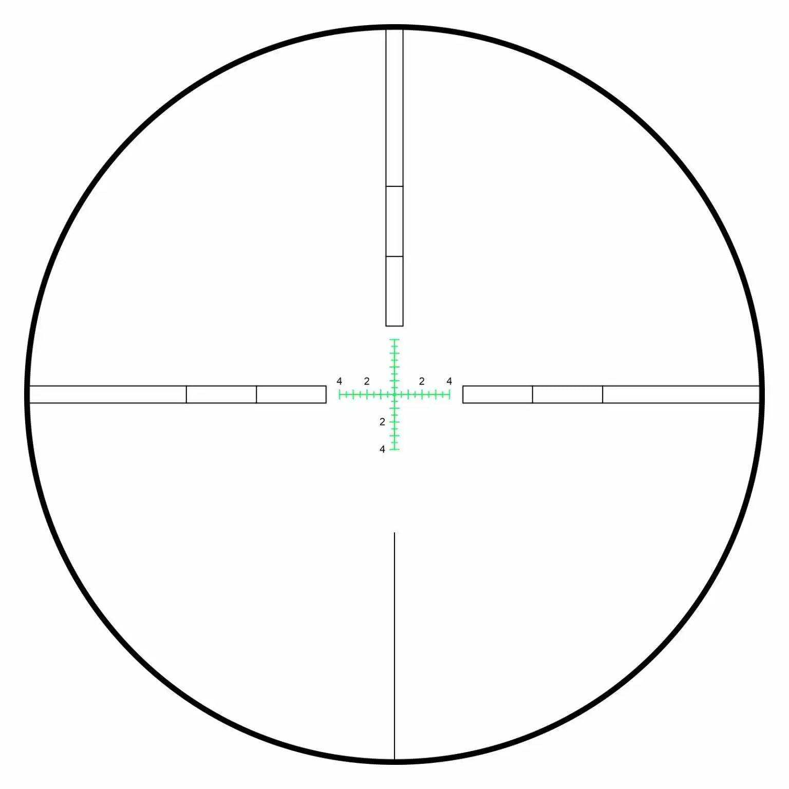 MOA reticle crosshair view in Yukon Edge 4-40x56 FFP rifle scope with numbered markings TUTT