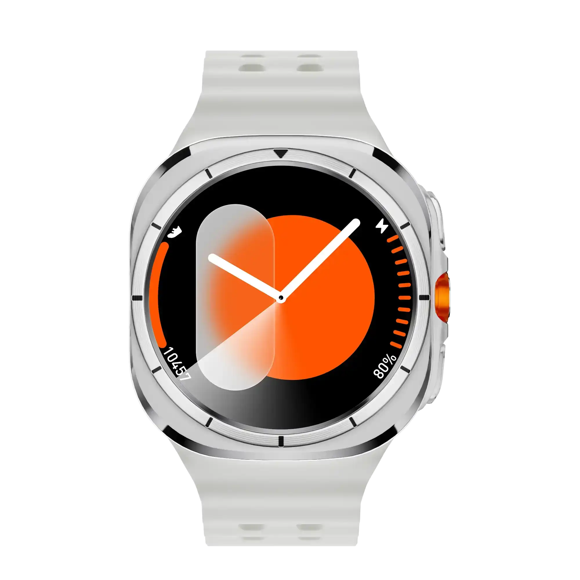 Silver TUTT U8 Ultra 4G Android smartwatch with AMOLED display, white band, modern orange clock face TUTT