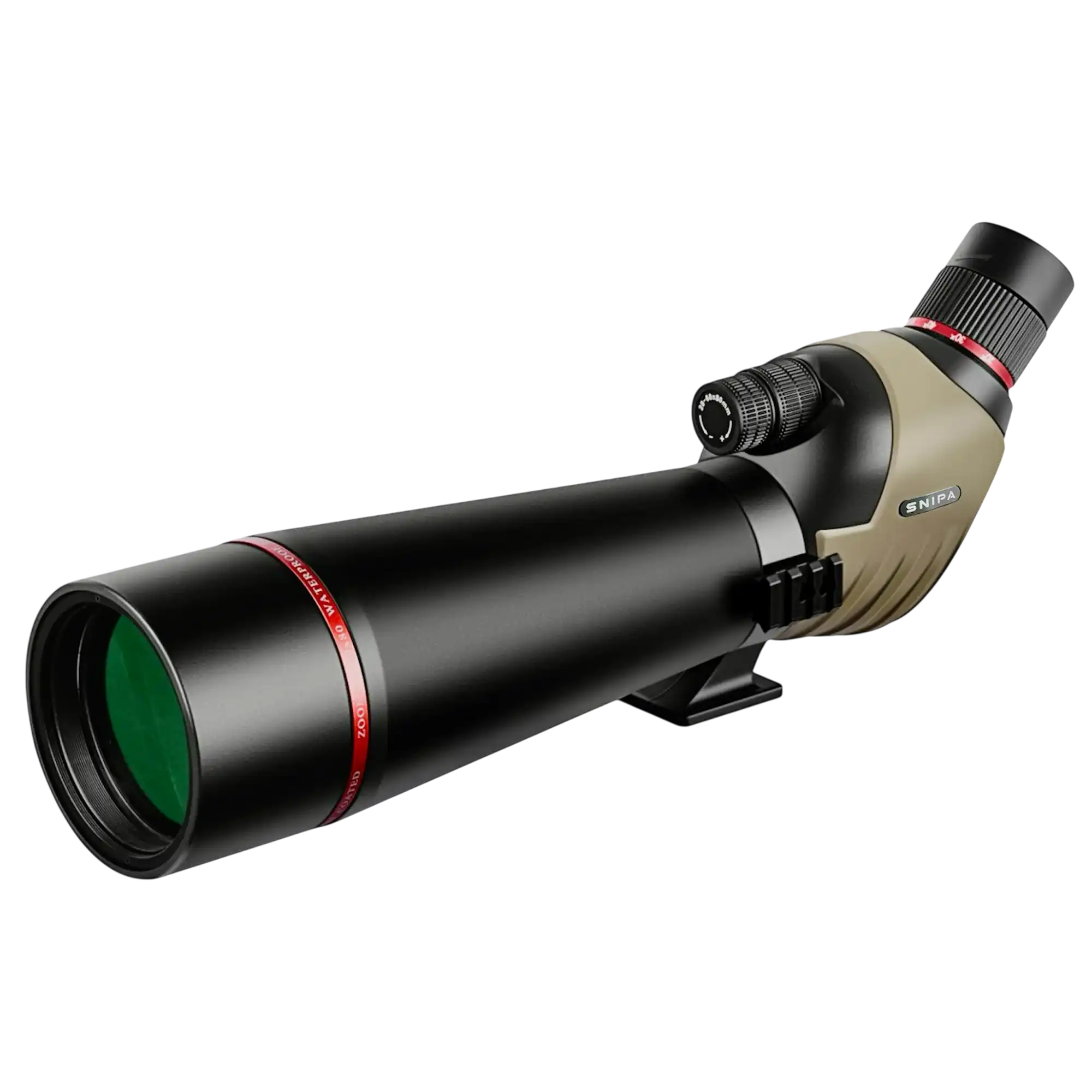 SNIPA NorthWatch HD spotting scope with BAK4 prism, black and tan body, angled eyepiece TUTT