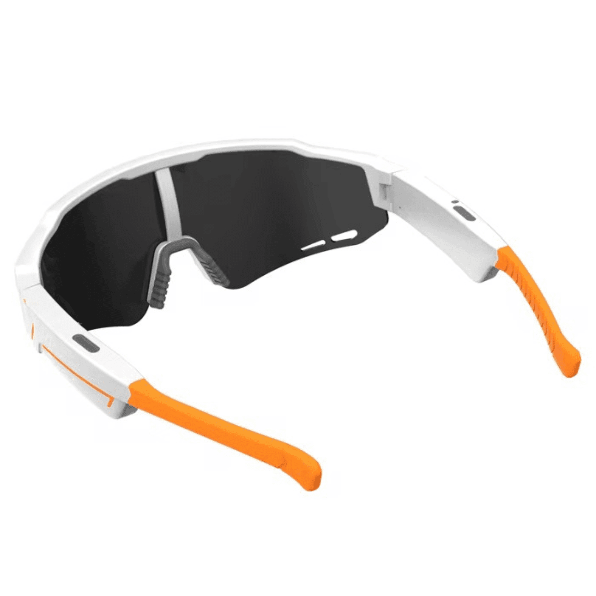 White and orange tactical sunglasses with black wraparound lenses, SNIPA Optics eyewear TUTT