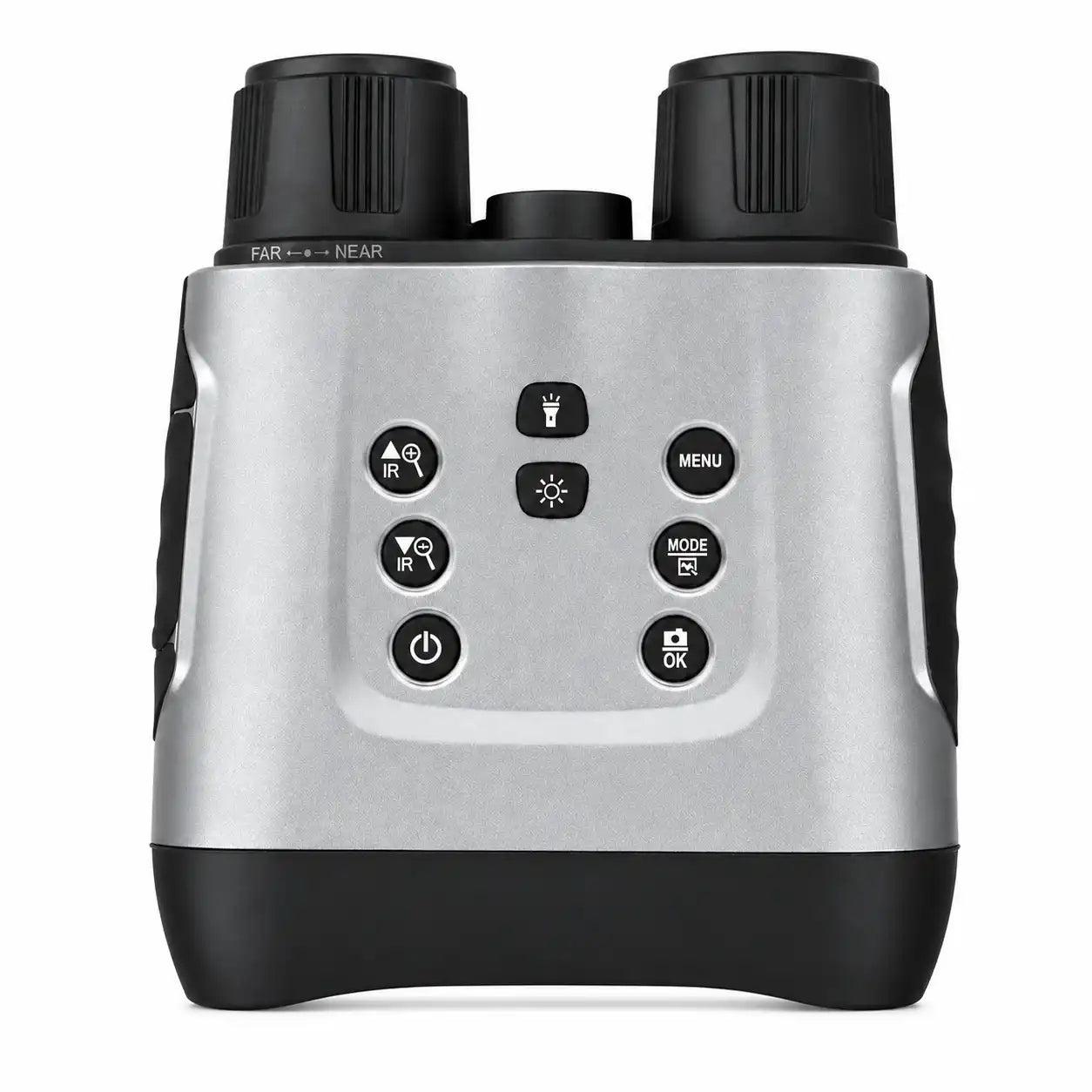 Rear view of TUTT™ NV2188 4K Night Vision Binoculars showing the control buttons and focus dial.