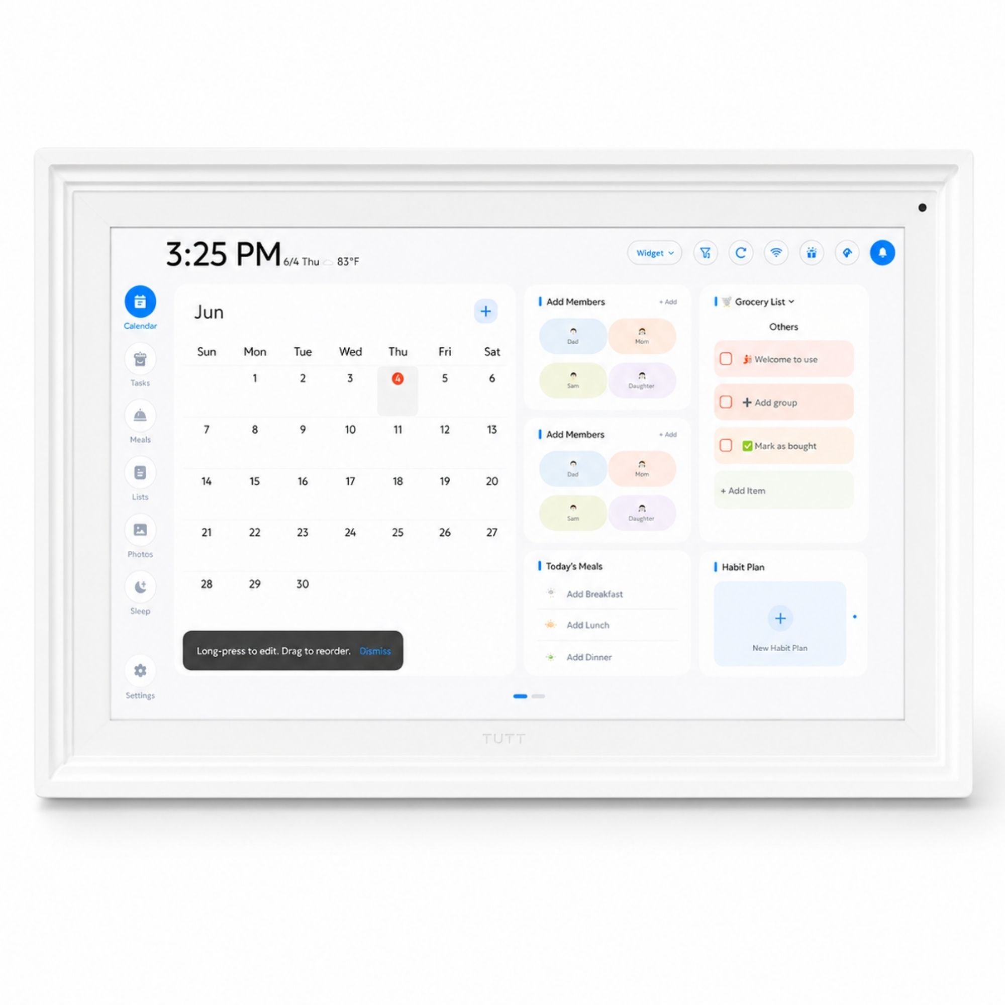 TUTT 15.6” Smart Digital Calendar Pro | Touchscreen Family Organizer, Chore Chart, Photo & Video Frame with Upgraded Stand