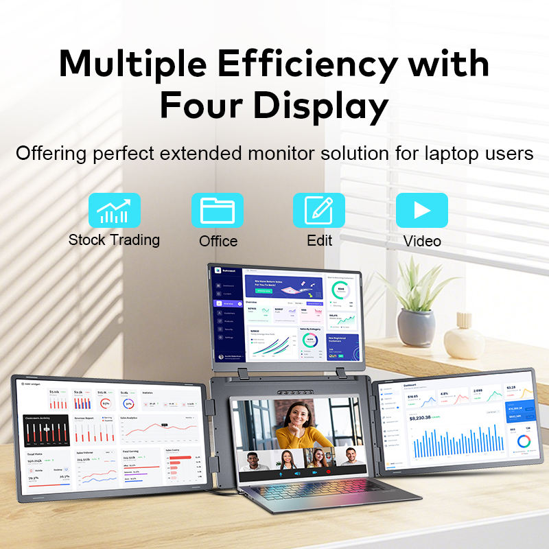 TUTT 18.5″ Quad Screen Portable Monitor For Laptop S999 | Single Cable Setup | 1080p IPS | sRGB 100%