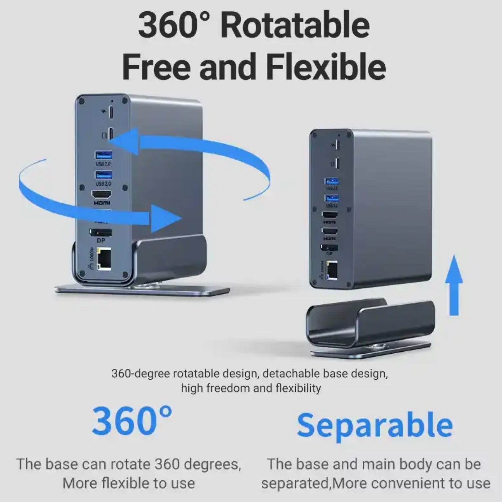 TUTT Docking Station Hub for Laptop Screen Extender | Triple 4K HD Display, 100W PD USB-C | 16-in-1 USB-C  V8