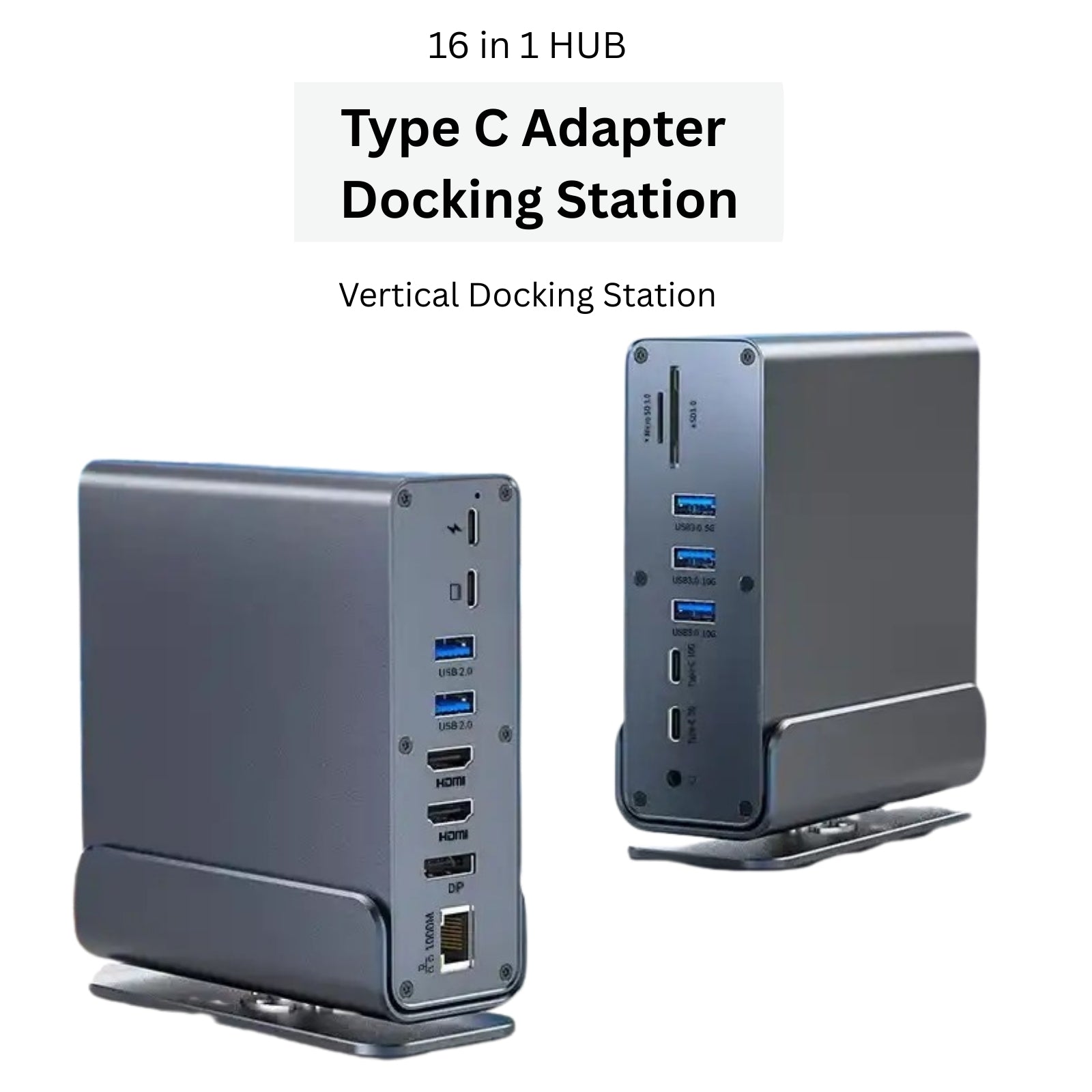 TUTT Docking Station Hub for Laptop Screen Extender | Triple 4K HD Display, 100W PD USB-C | 16-in-1 USB-C  V8