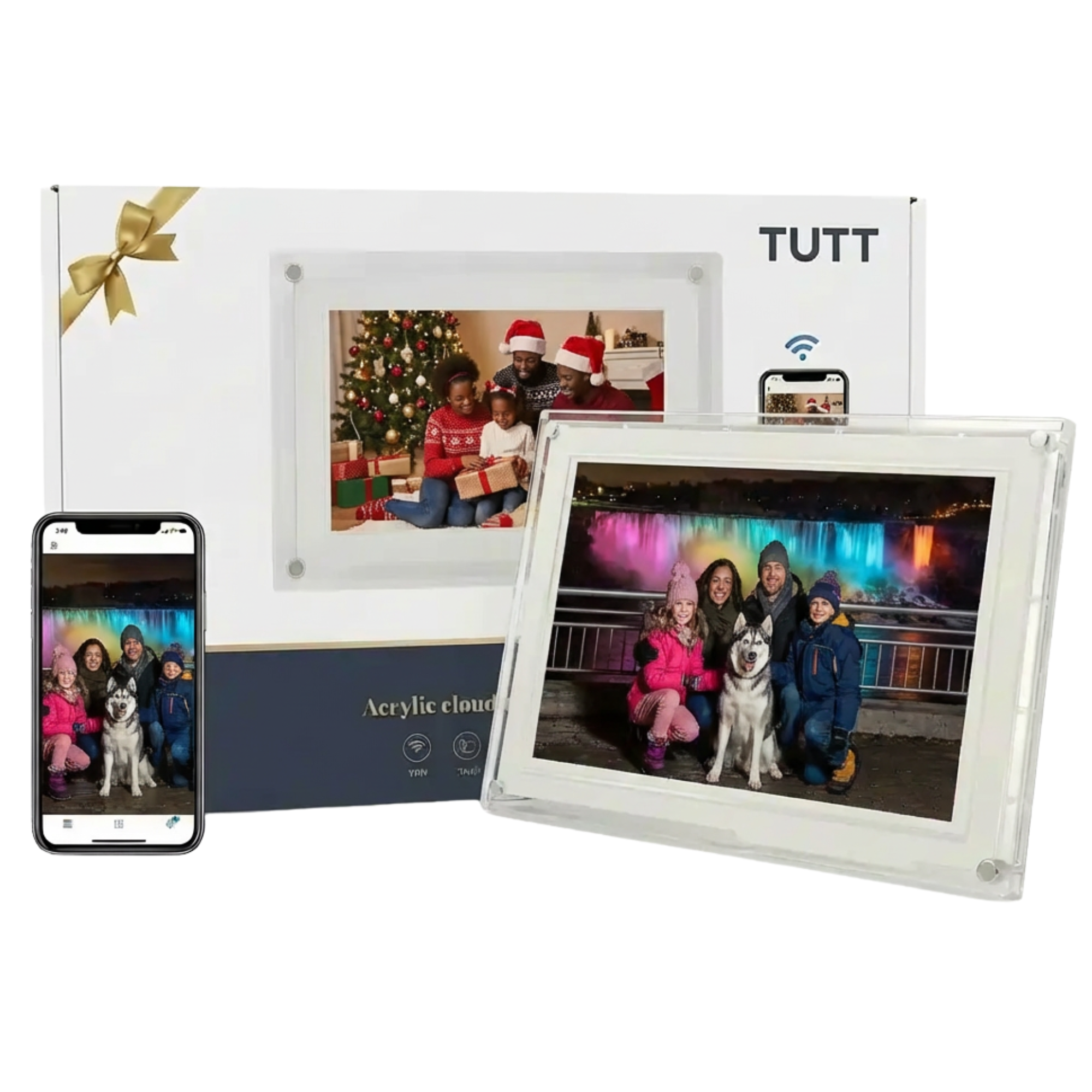 TUTT 10.1"  Digital Photo Frame | Acrylic Clear Slim WiFi | IPS Touchscreen | 32GB Built-In Storage | Frameo App