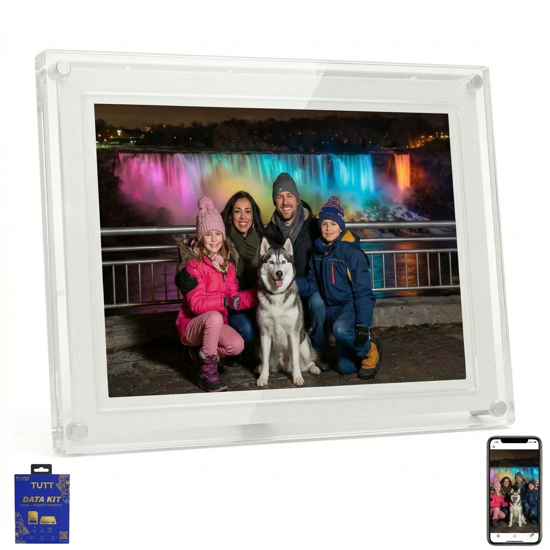 TUTT 10.1"  Digital Photo Frame | Acrylic Clear Slim WiFi | IPS Touchscreen | 32GB Built-In Storage | Frameo App