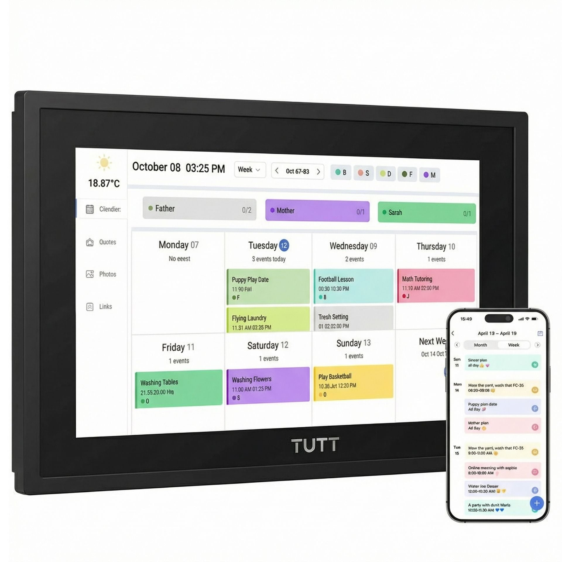 TUTT 21.5” Digital Calendar 32GB | Calendar, Wi-Fi Photo & Video Frame, Art Gallery | Premium Features No Subscription, Touchscreen