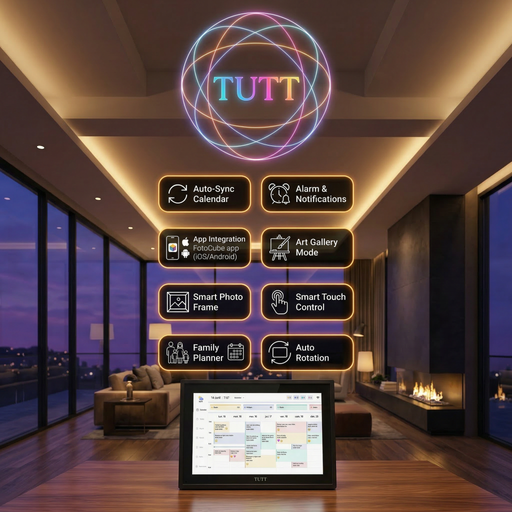 TUTT 21.5” Digital Calendar 32GB | Calendar, Wi-Fi Photo & Video Frame, Art Gallery | Premium Features No Subscription, Touchscreen