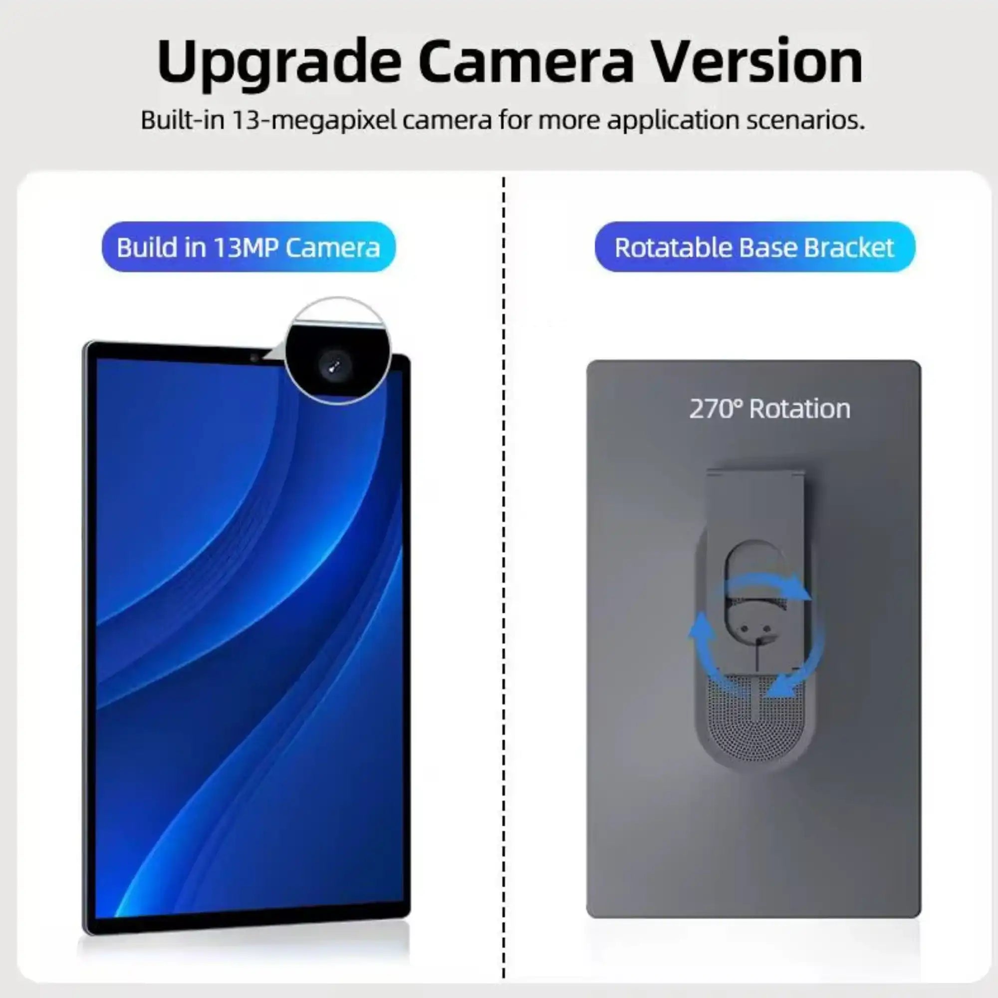 13MP smart Android display with rotatable 270° base bracket, blue screen, TUTT