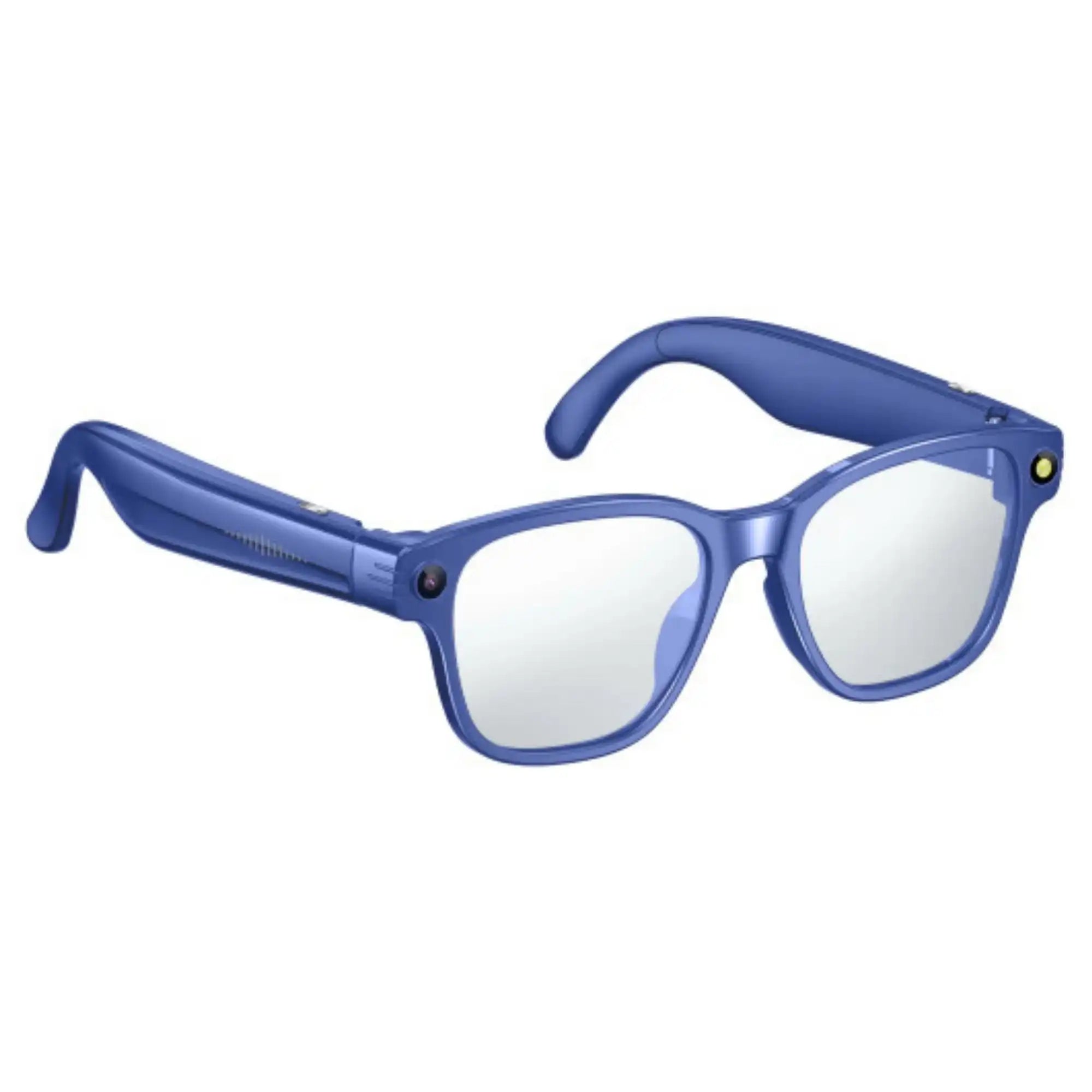 Blue smart glasses with built-in cameras on rounded square frames and clear lenses TUTT