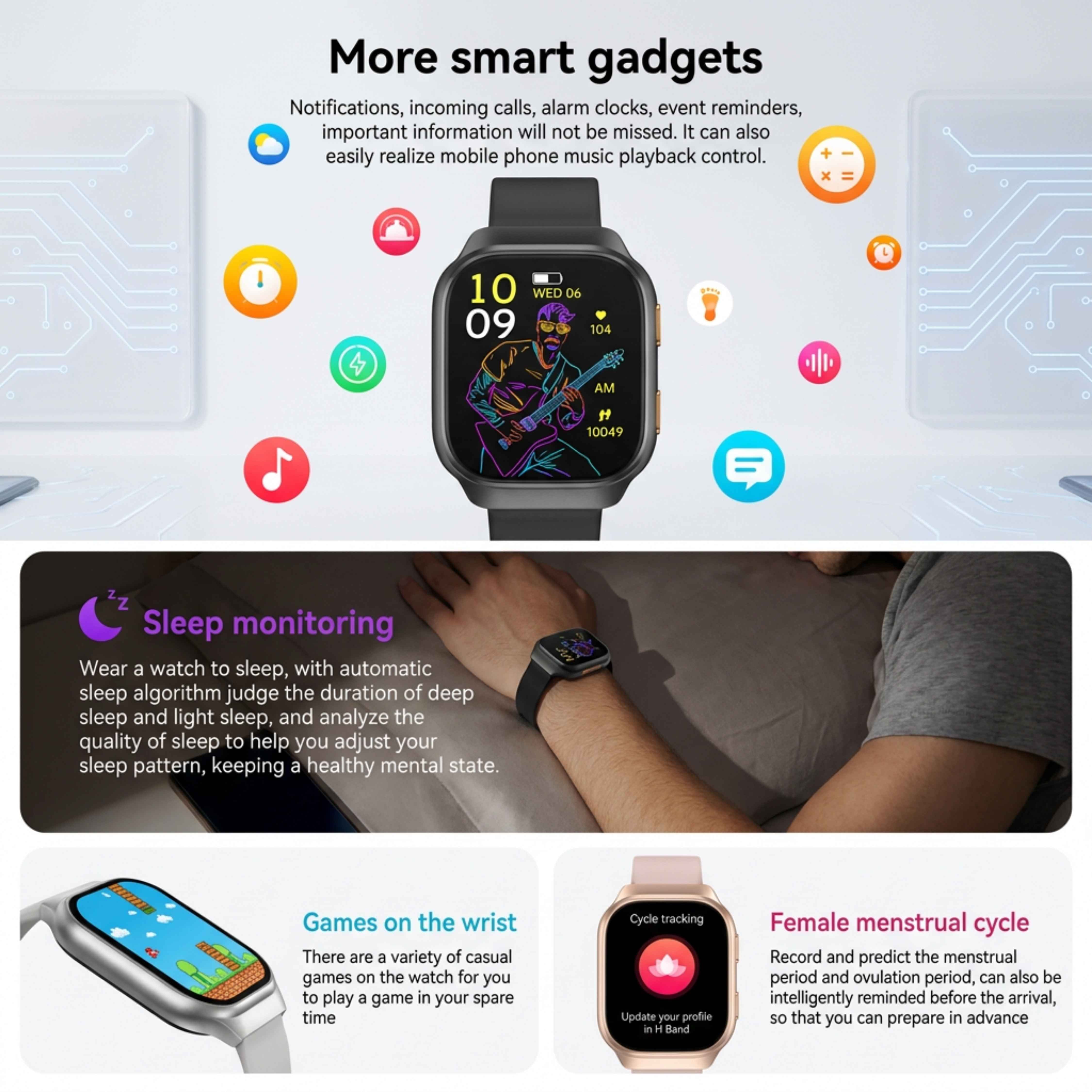 Montre connectée TUTT avec écran AMOLED | Affichage permanent | Suivi de santé et d'activité | YOKO | Montre connectée IP68 pour hommes et femmes (deux bracelets) 