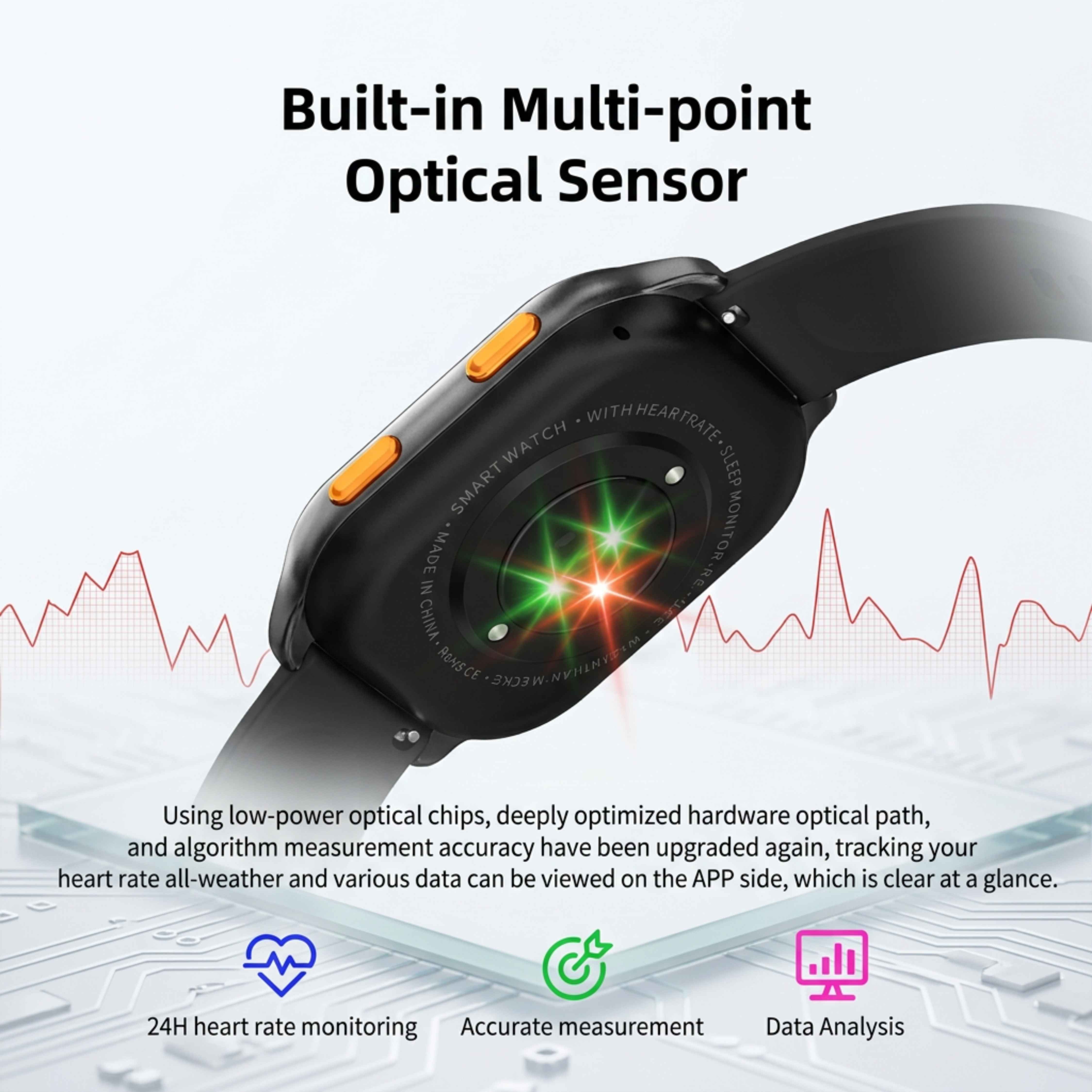 Montre connectée TUTT avec écran AMOLED | Affichage permanent | Suivi de santé et d'activité | YOKO | Montre connectée IP68 pour hommes et femmes (deux bracelets) 