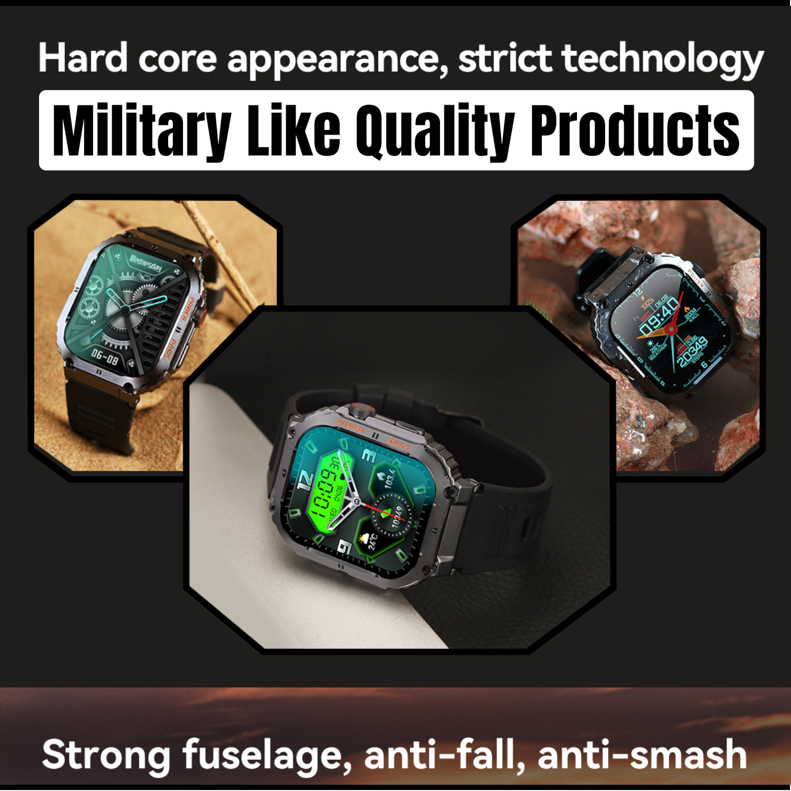 TUTT Military Smart Watch for Men | 3ATM Waterproof 1.96" Display,  Health & Fitness Tracker iOS/Android, | B8
