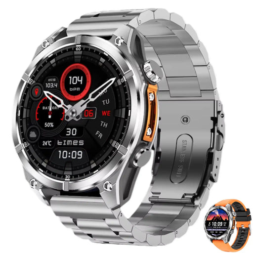 TUTT D300 tactical smart watch with rugged stainless steel band and digital display, TUTT