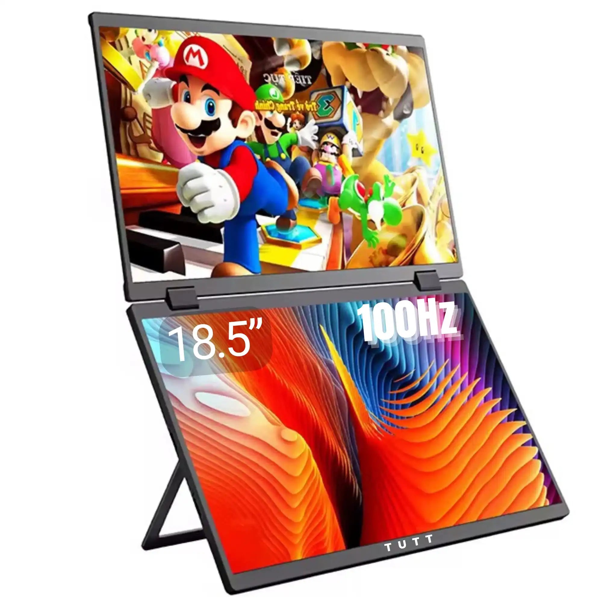 Dual screen portable monitor with 18.5-inch display and 100Hz refresh rate, TUTT