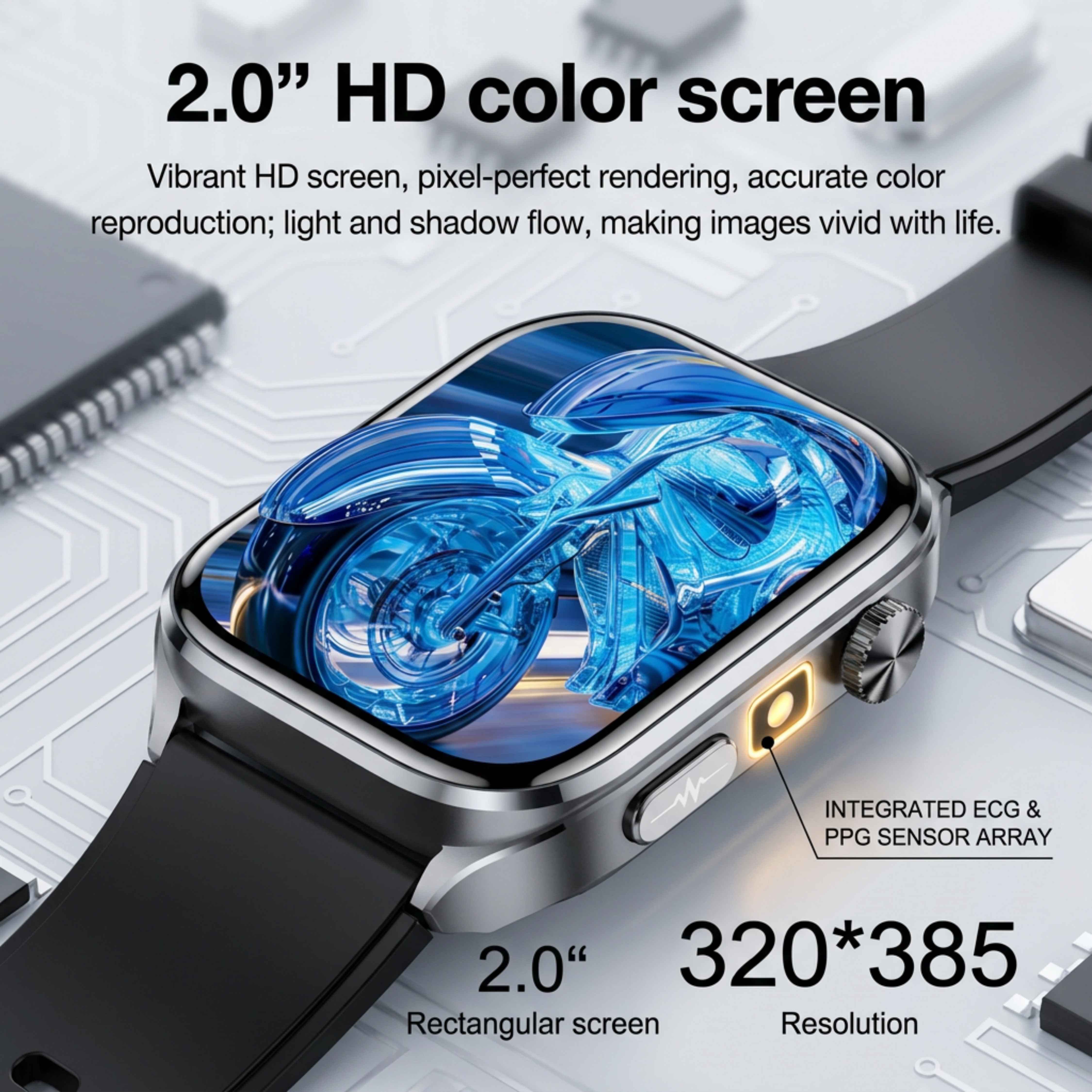 TUTT ECG Smart Watch with, AI Health Monitoring, Body Composition & Bluetooth Calling – 1.39” HD Display, IP68 Waterproof, 340mAh Batter E7