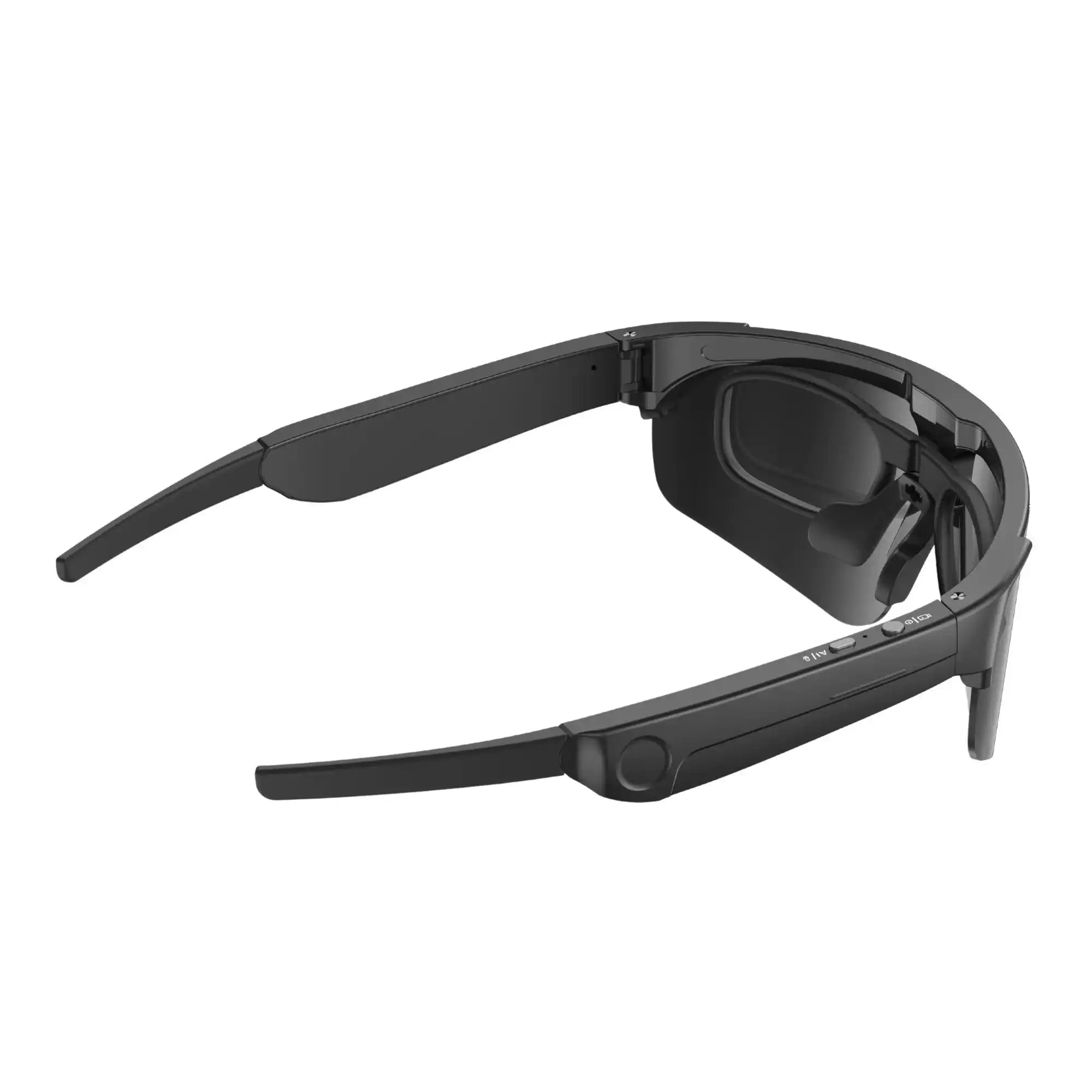 TUTT™ AI glasses with sleek black frame, built-in controls, and smart display for hands-free productivity or travel use