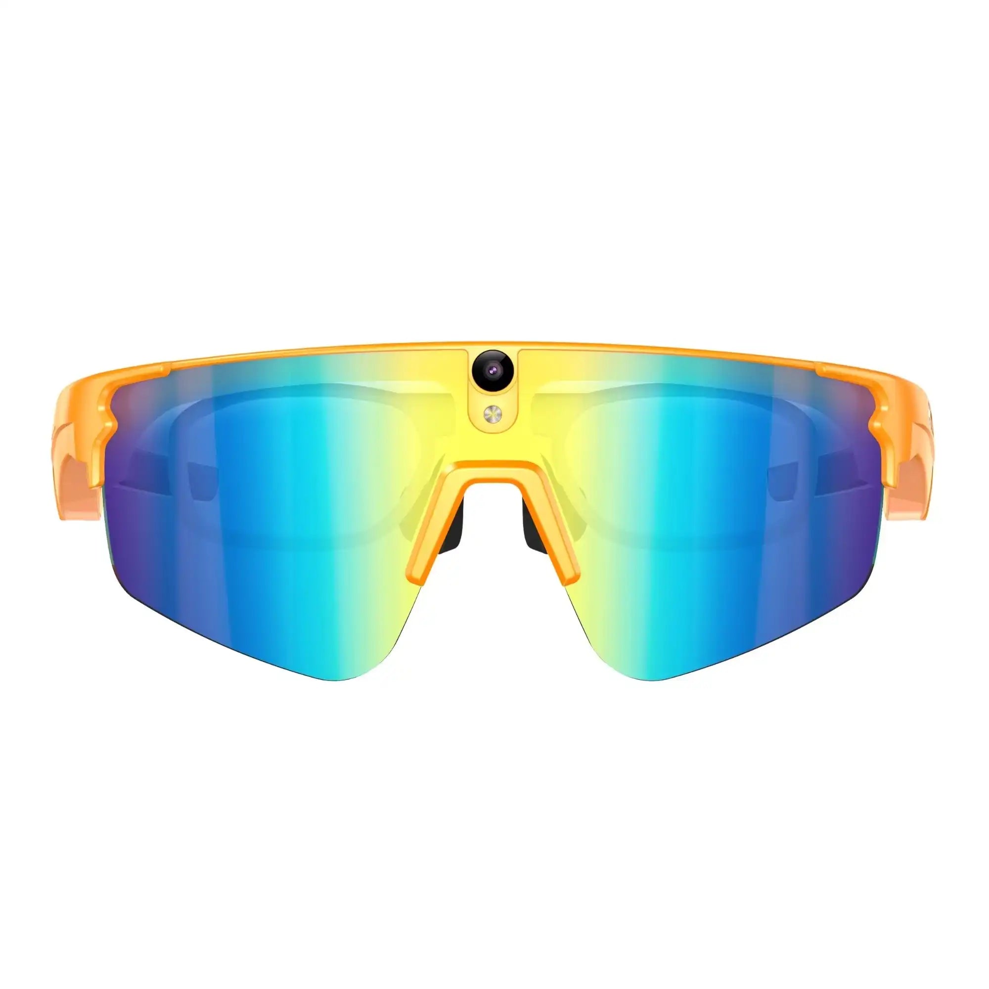 TUTT™ AI glasses with vibrant gradient lenses and orange frame, designed for tech-savvy users seeking smartwear innovation.