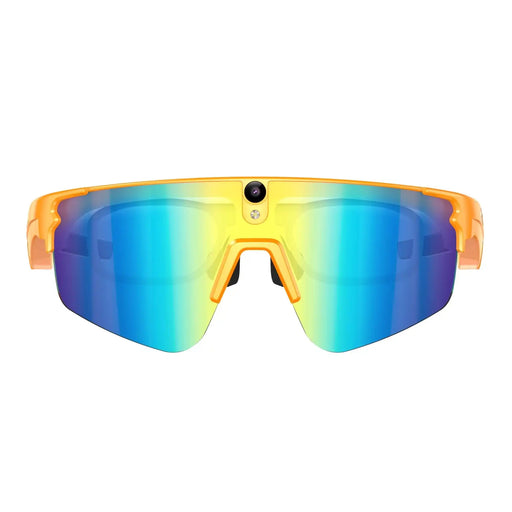 TUTT™ AI glasses with vibrant gradient lenses and orange frame, designed for tech-savvy users seeking smartwear innovation.