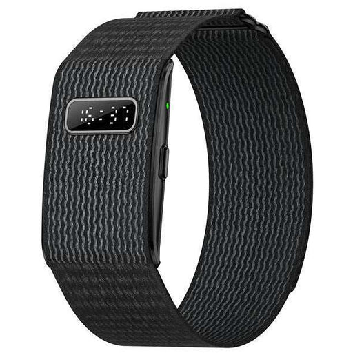 Black silicone smart bracelet with digital display and textured band, fitness tracker TUTT