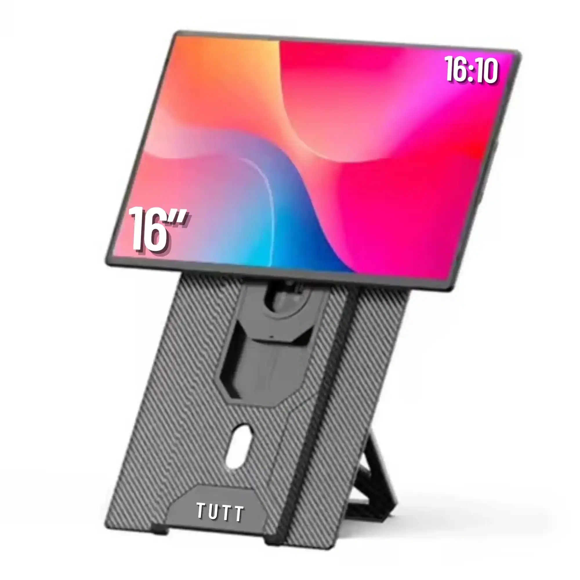 16-inch portable monitor for laptop with colorful screen, foldable stand, TUTT branding TUTT