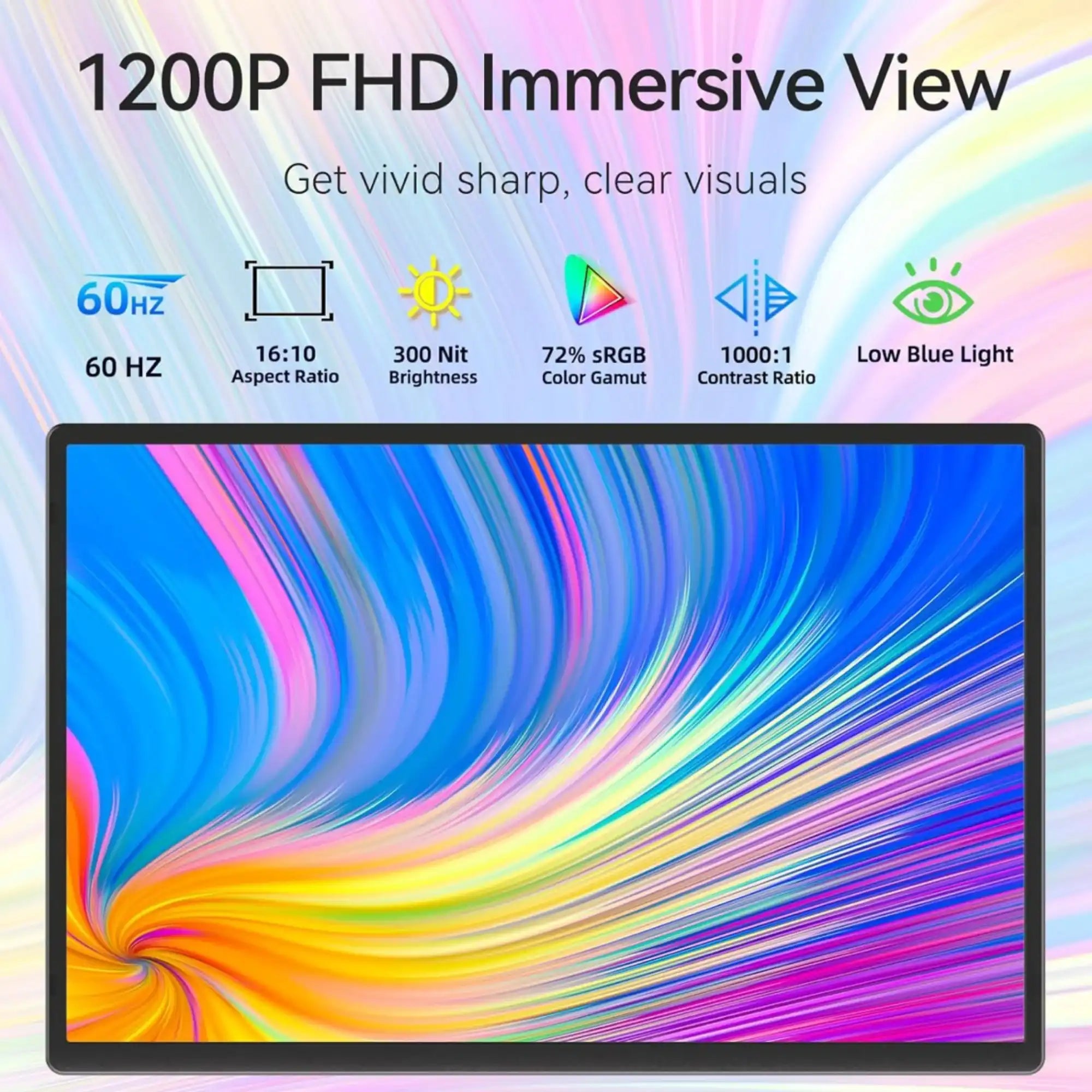 1200P FHD portable monitor for laptop with immersive view and colorful display, TUTT