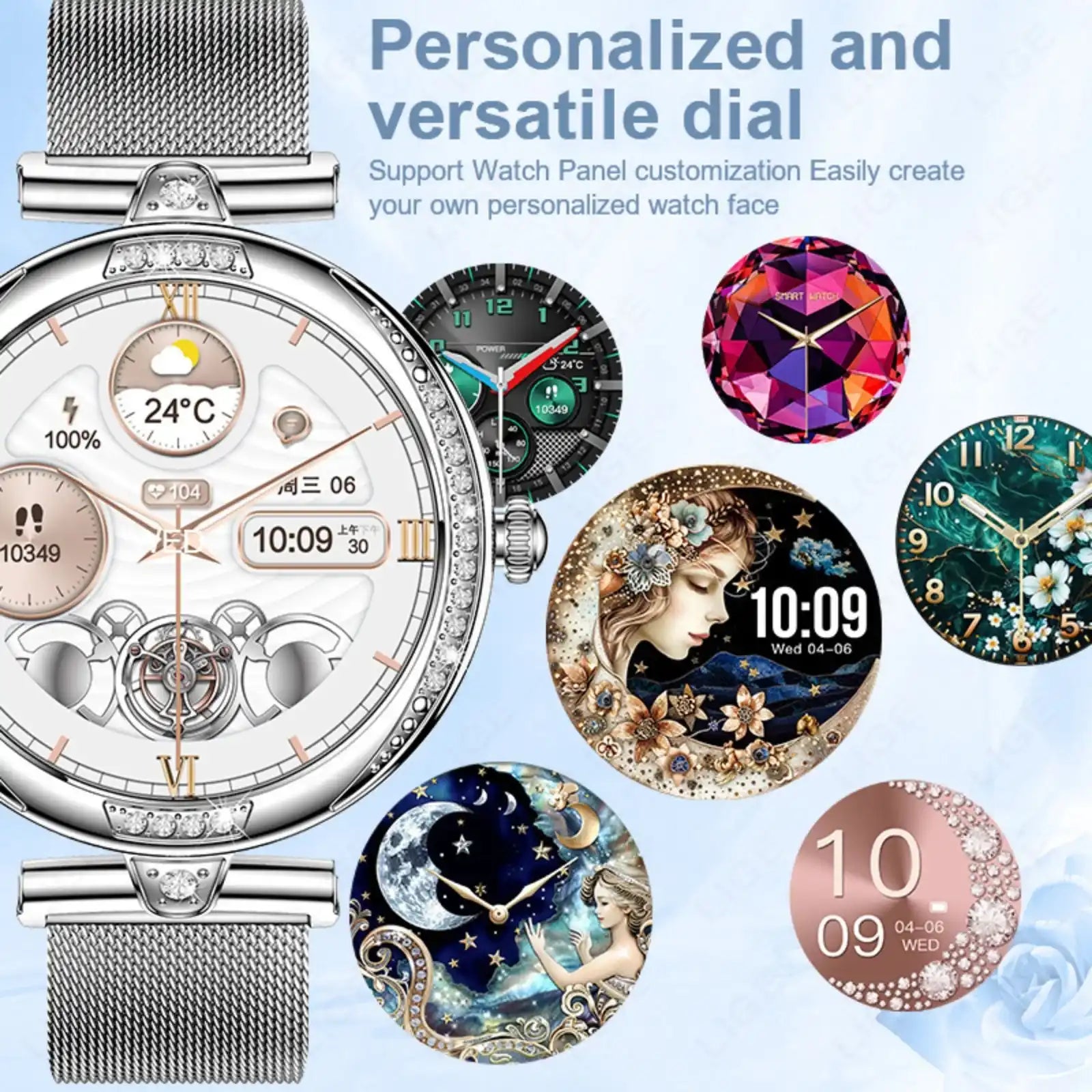 TUTT NX17 Pro smartwatch for women with customizable dials and elegant strap, multiple watch faces TUTT