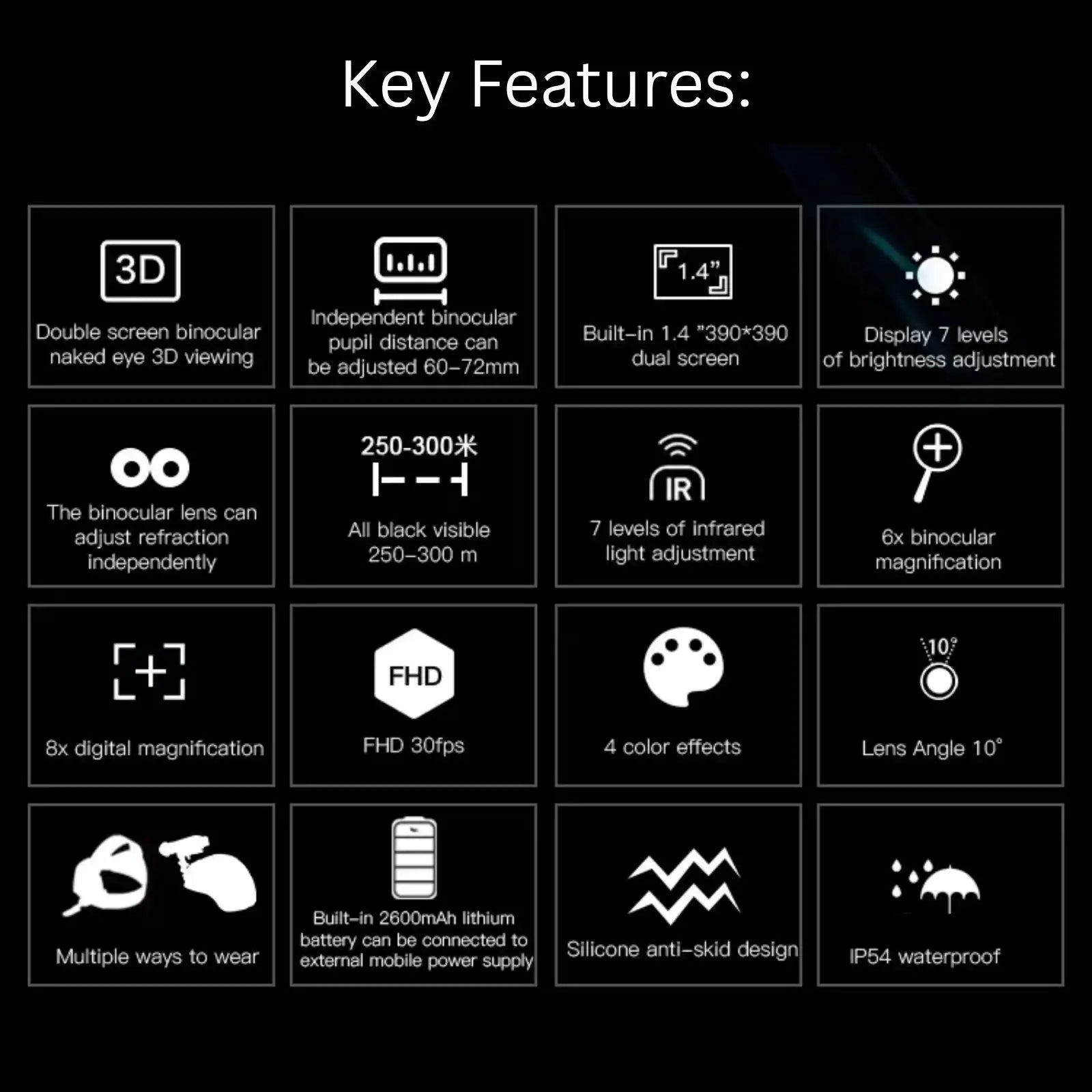 TUTT Night Vision Goggles 4k 3D infrared Binoculars camera Helmet-Mounted NV8300 SONY Starlight