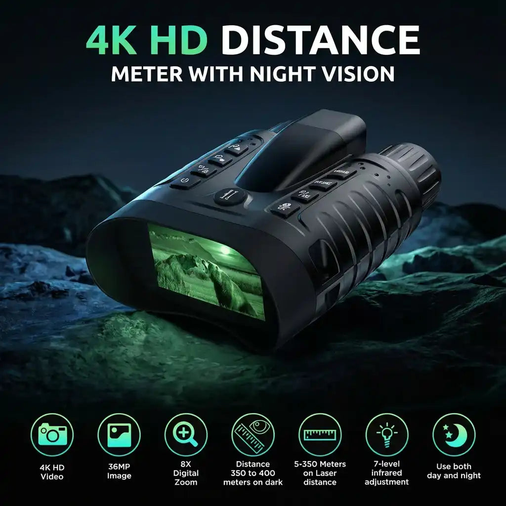 4K HD distance meter with night vision on a dark background