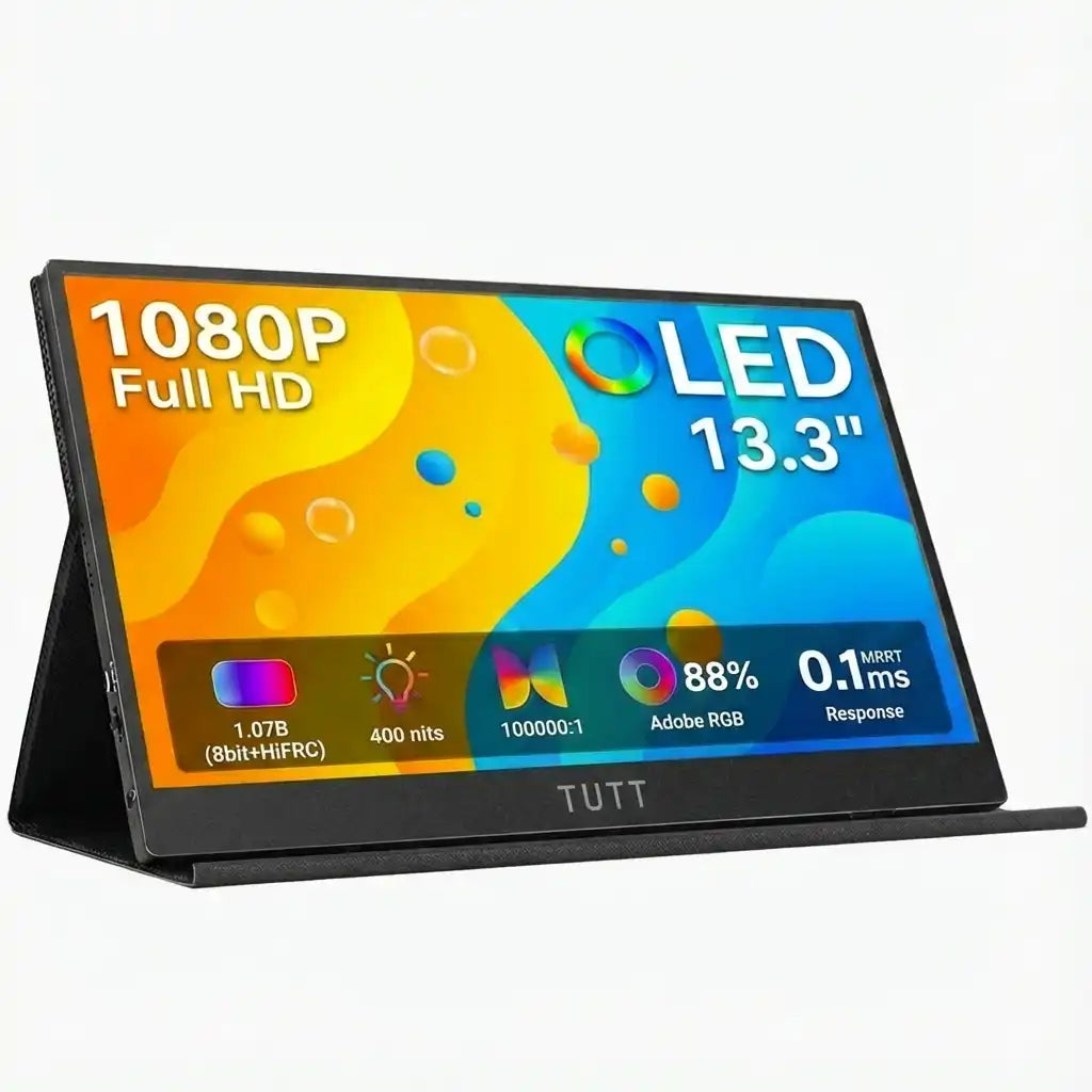 TUTT 13.3" OLED Portable Monitor – FHD USB-C IPS Panel, Screen Extender for Mobile Laptop | OL3