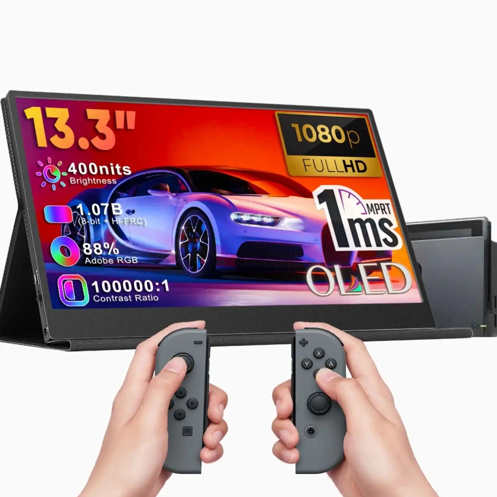 TUTT 13.3" OLED Portable Monitor – FHD USB-C IPS Panel, Screen Extender for Mobile Laptop | OL3