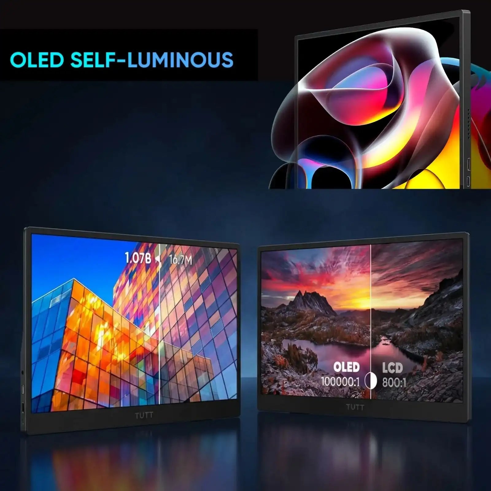 TUTT 13.3" OLED Portable Monitor – FHD USB-C IPS Panel, Screen Extender for Mobile Laptop | OL3