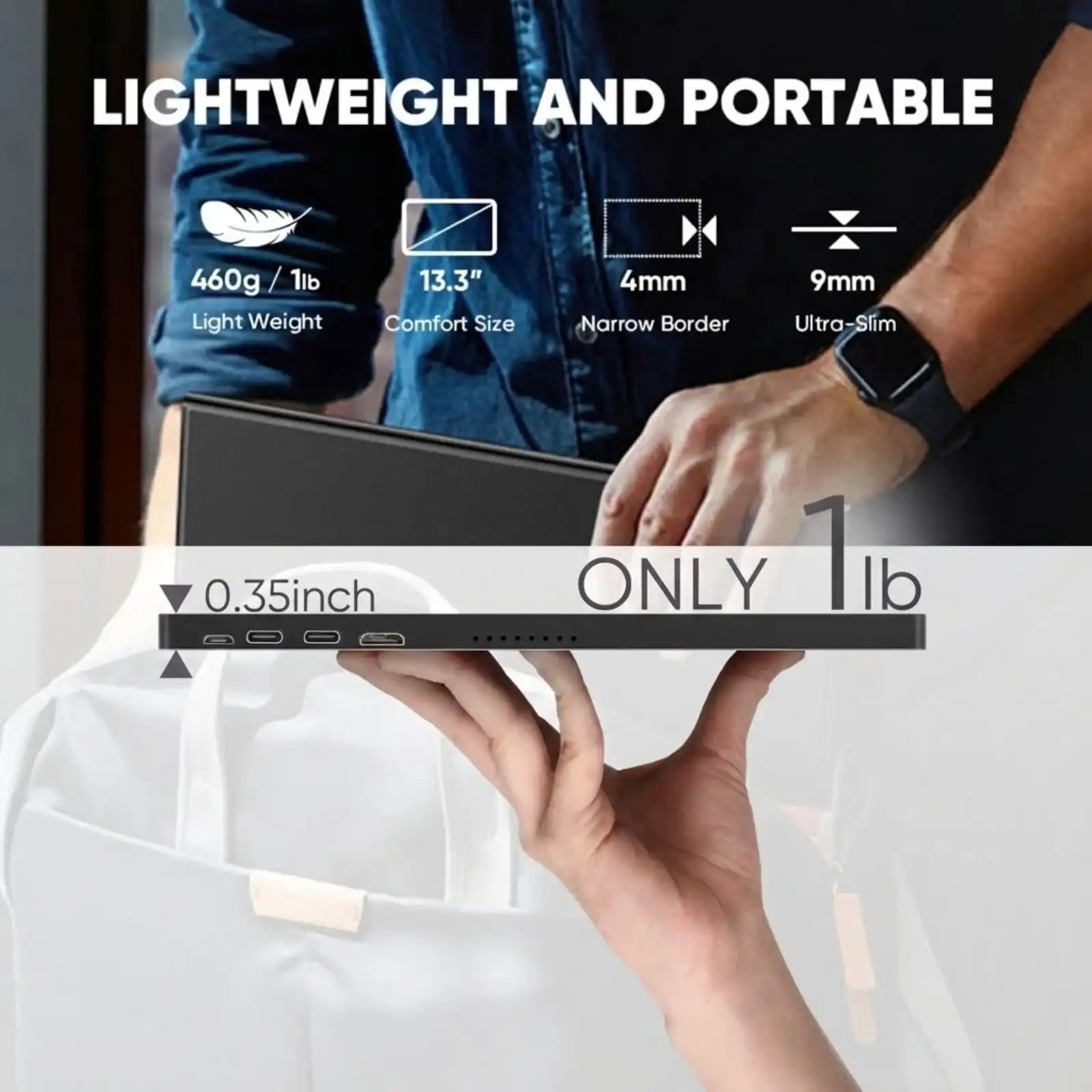 TUTT 13.3" OLED Portable Monitor – FHD USB-C IPS Panel, Screen Extender for Mobile Laptop | OL3