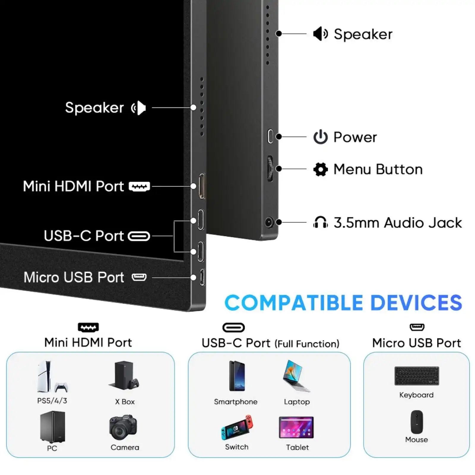 TUTT 13.3" OLED Portable Monitor – FHD USB-C IPS Panel, Screen Extender for Mobile Laptop | OL3